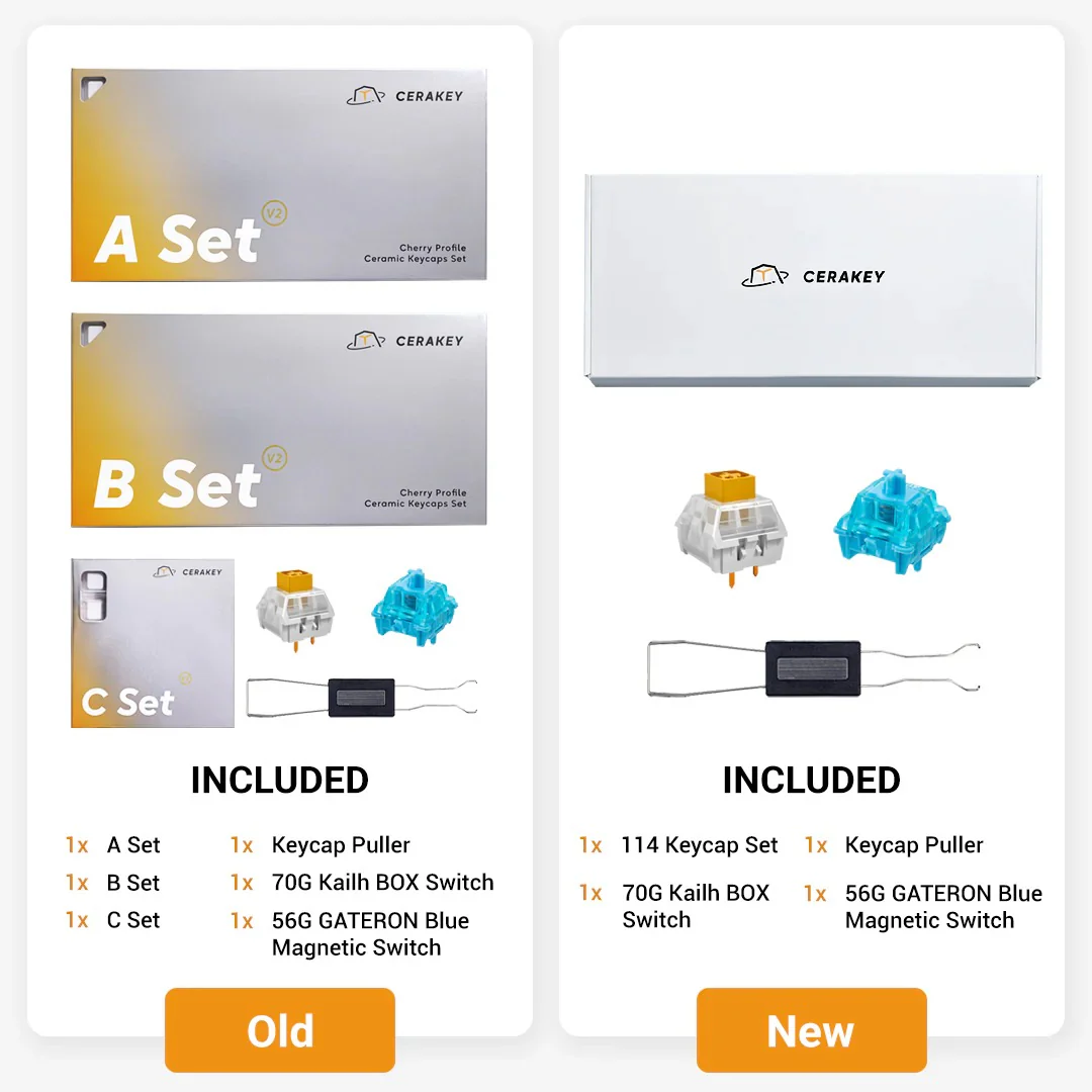 C-Cerakey A+B Ceramic Keycap Set White Crazed / Legend - Image 3