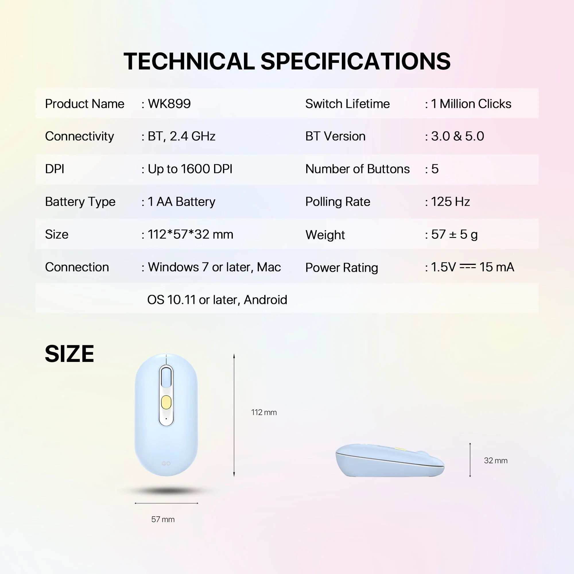 Fantech GO MOCHI101 95% Wireless Keyboard and Mouse Combo Set - Image 10