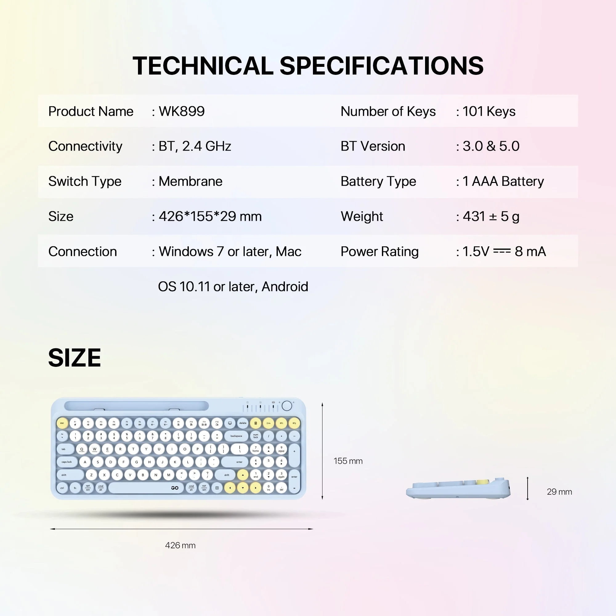 Fantech GO MOCHI101 95% Wireless Keyboard and Mouse Combo Set - Image 9