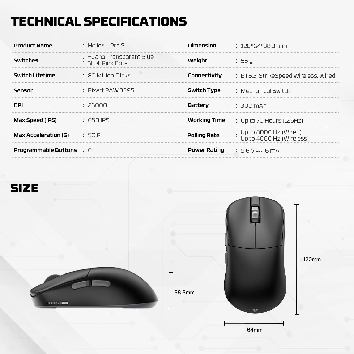 Fantech HELIOS Ⅱ PRO S XD3V3 E-sports Gaming 8K Wireless Mouse - Image 12