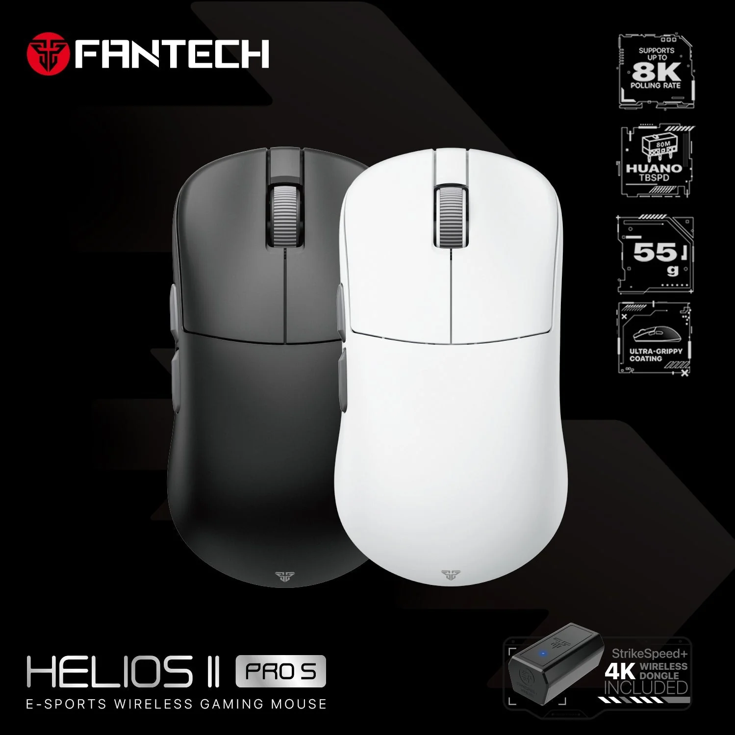 Fantech HELIOS Ⅱ PRO S XD3V3 E-sports Gaming 8K Wireless Mouse - Image 3
