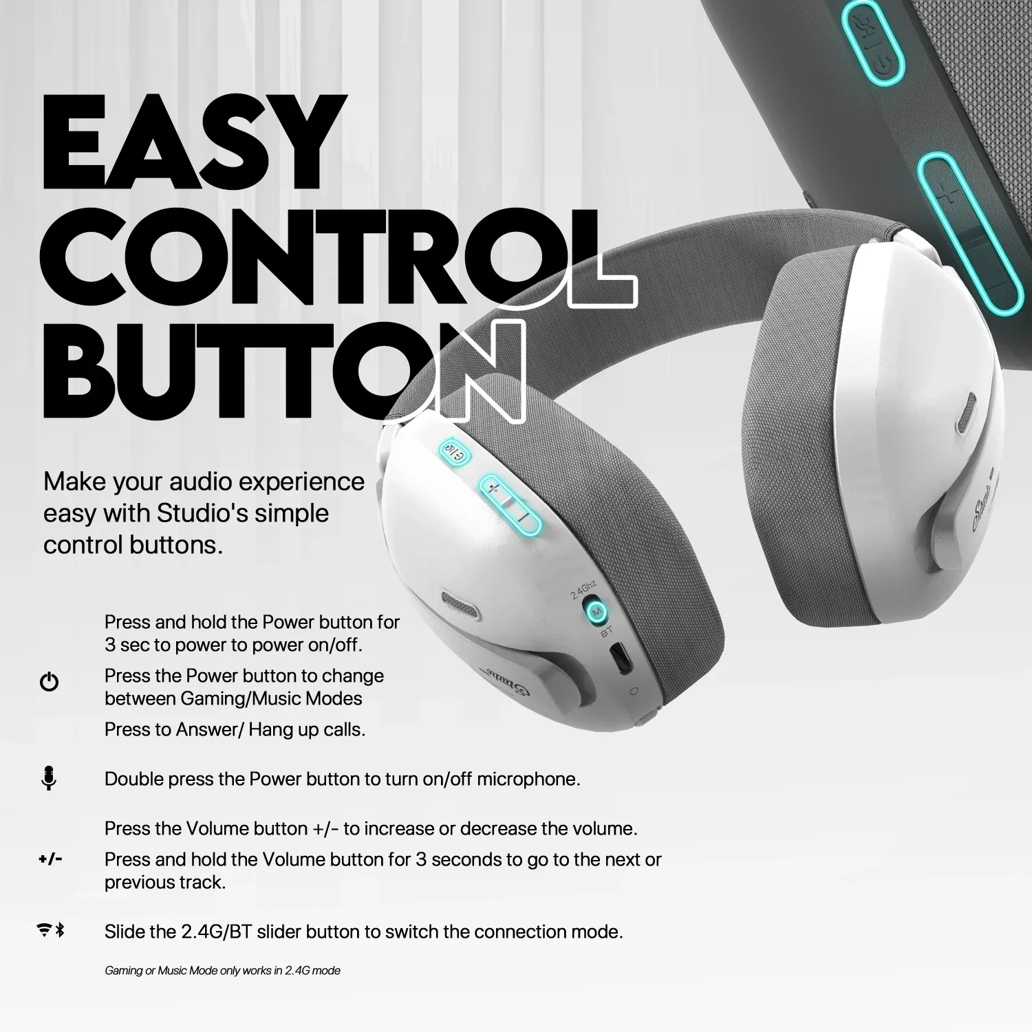Fantech WHG03 PRO Wireless, Bluetooth, 3.5mm and wired USB-C with 7.1 Surround Sound Headset - Image 14