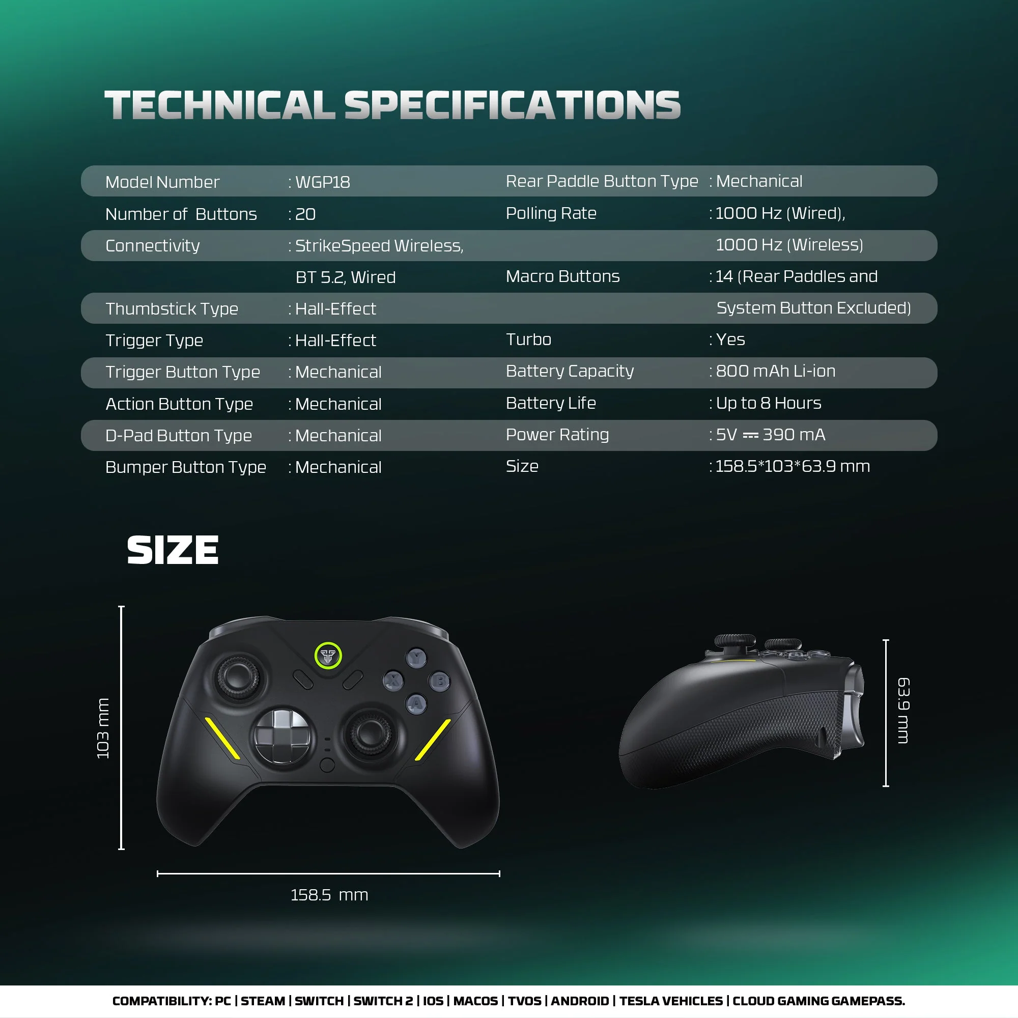 Fantech ZENITH PRO Wireless Gamepad RGB Multi-Platform Hall-Effect Game Controller with Charging Dock - Image 18