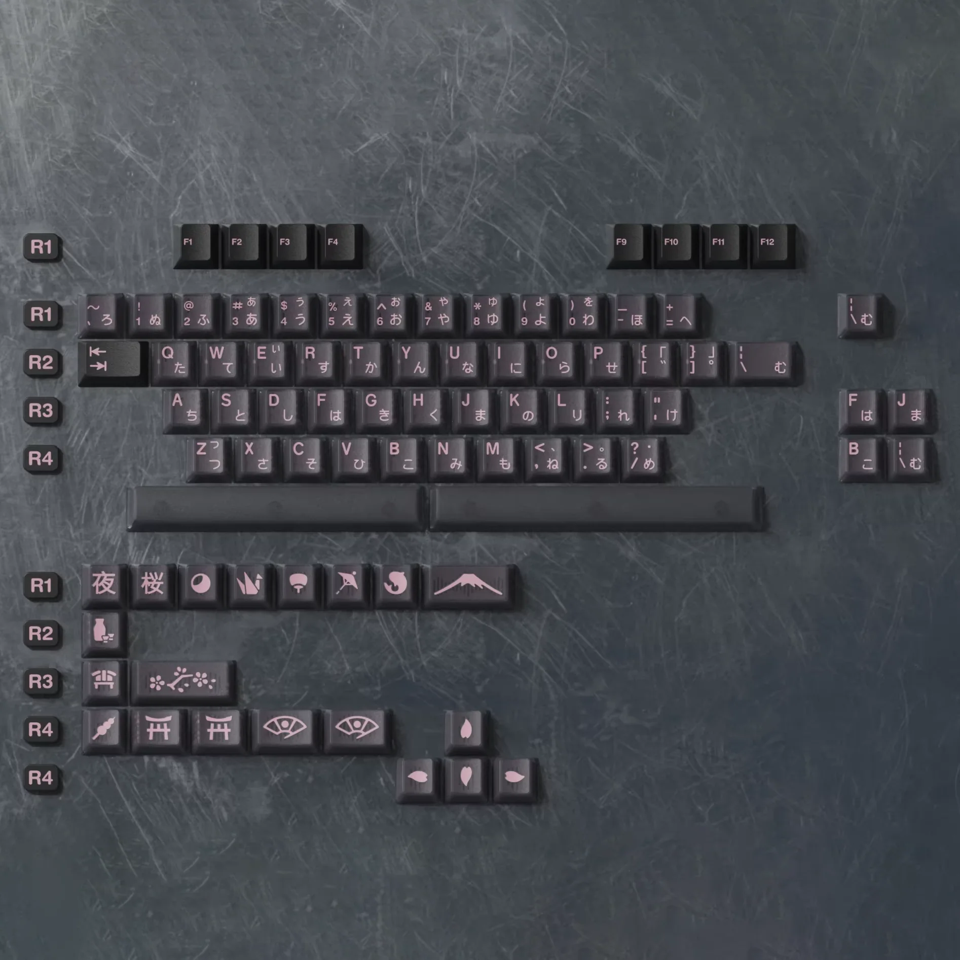 JTK NightSakura Cherry Profile Doubleshot+Tripleshot PBT&ABS Keycap Set - Image 3