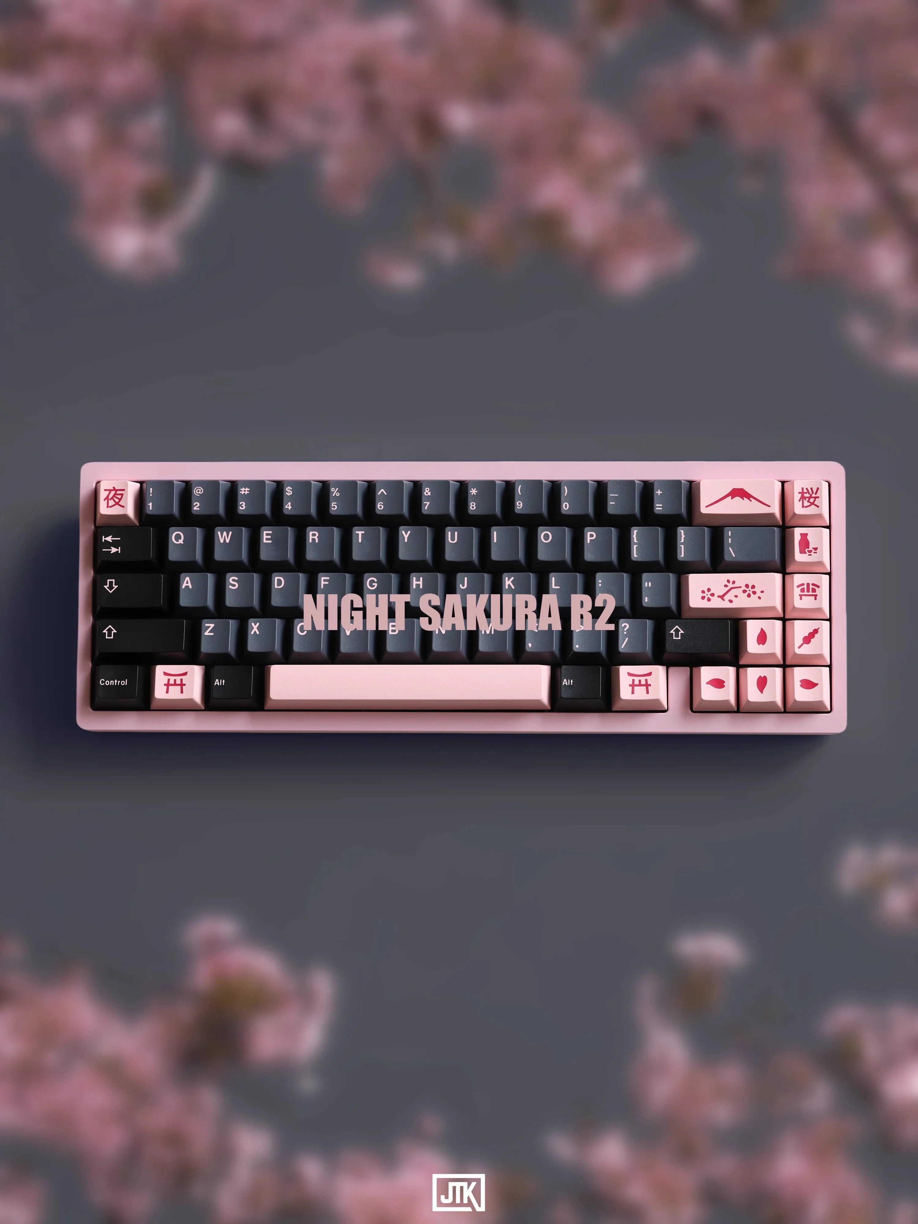 JTK NightSakura Cherry Profile Doubleshot+Tripleshot PBT&ABS Keycap Set - Image 6