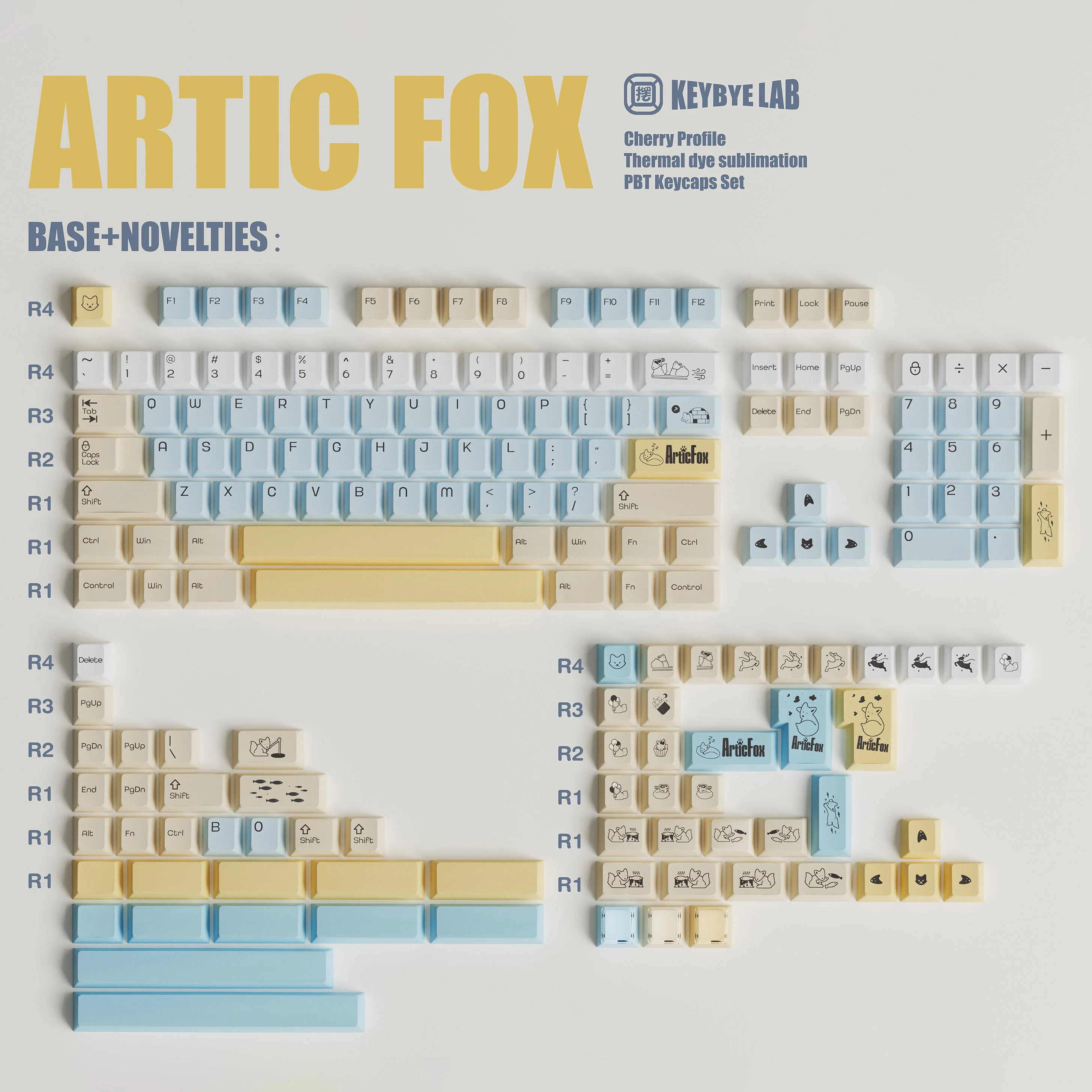 KeyByeLab Artic Fox Cherry Profile PBT+PC Keycap Set with Transparent Keycap - Image 3