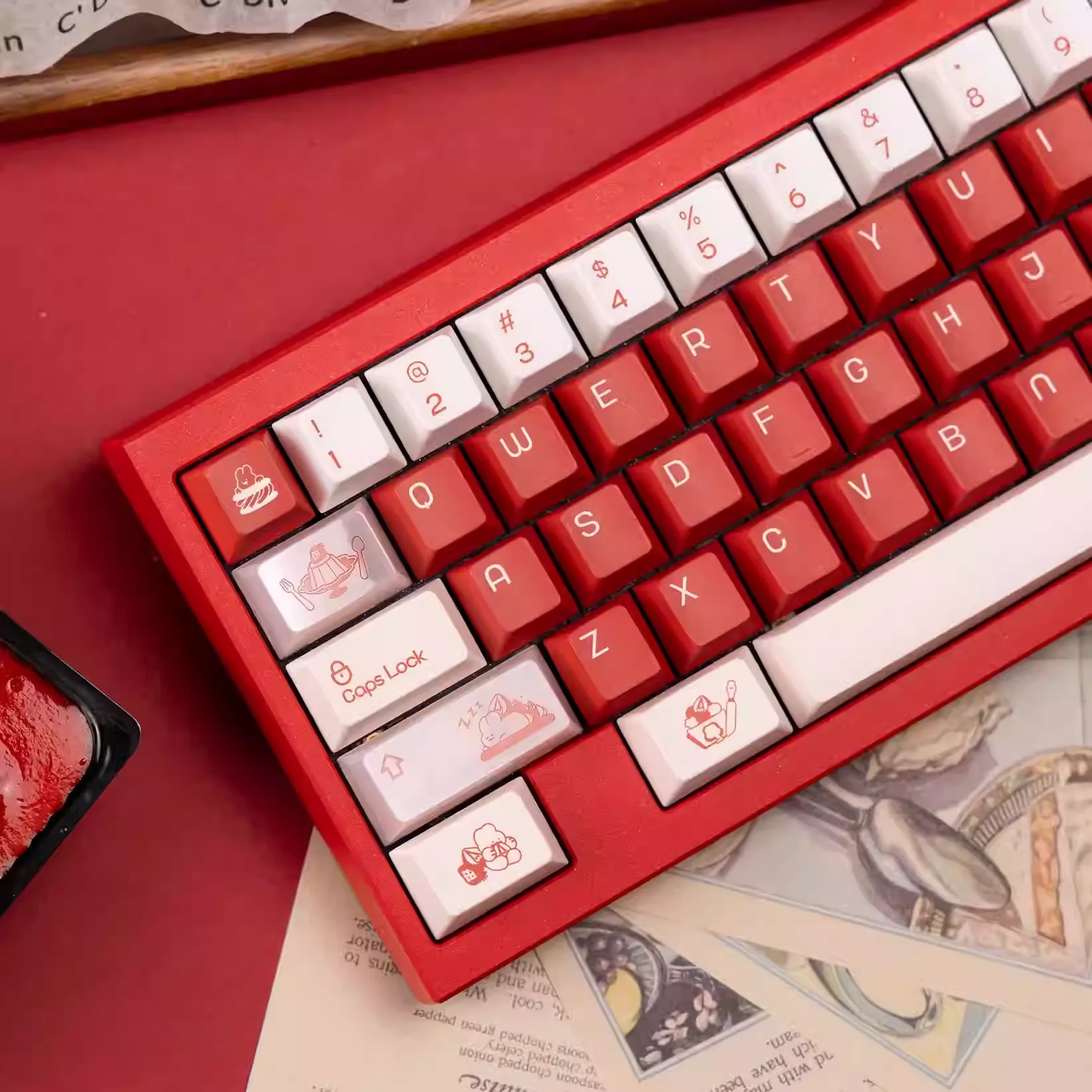 KeyByeLab Bunny Berry Cherry Profile PBT+PC Keycap Set with Transparent Keycap - Image 5