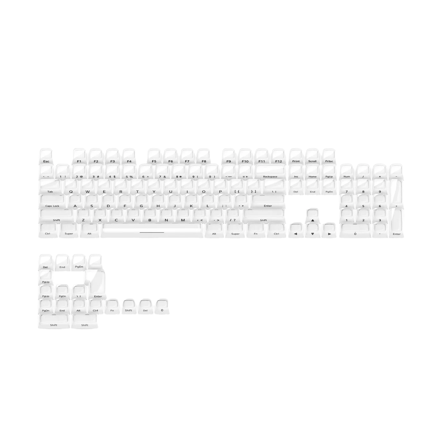 White Crystal Jelly Double-Shot PC Keycaps
