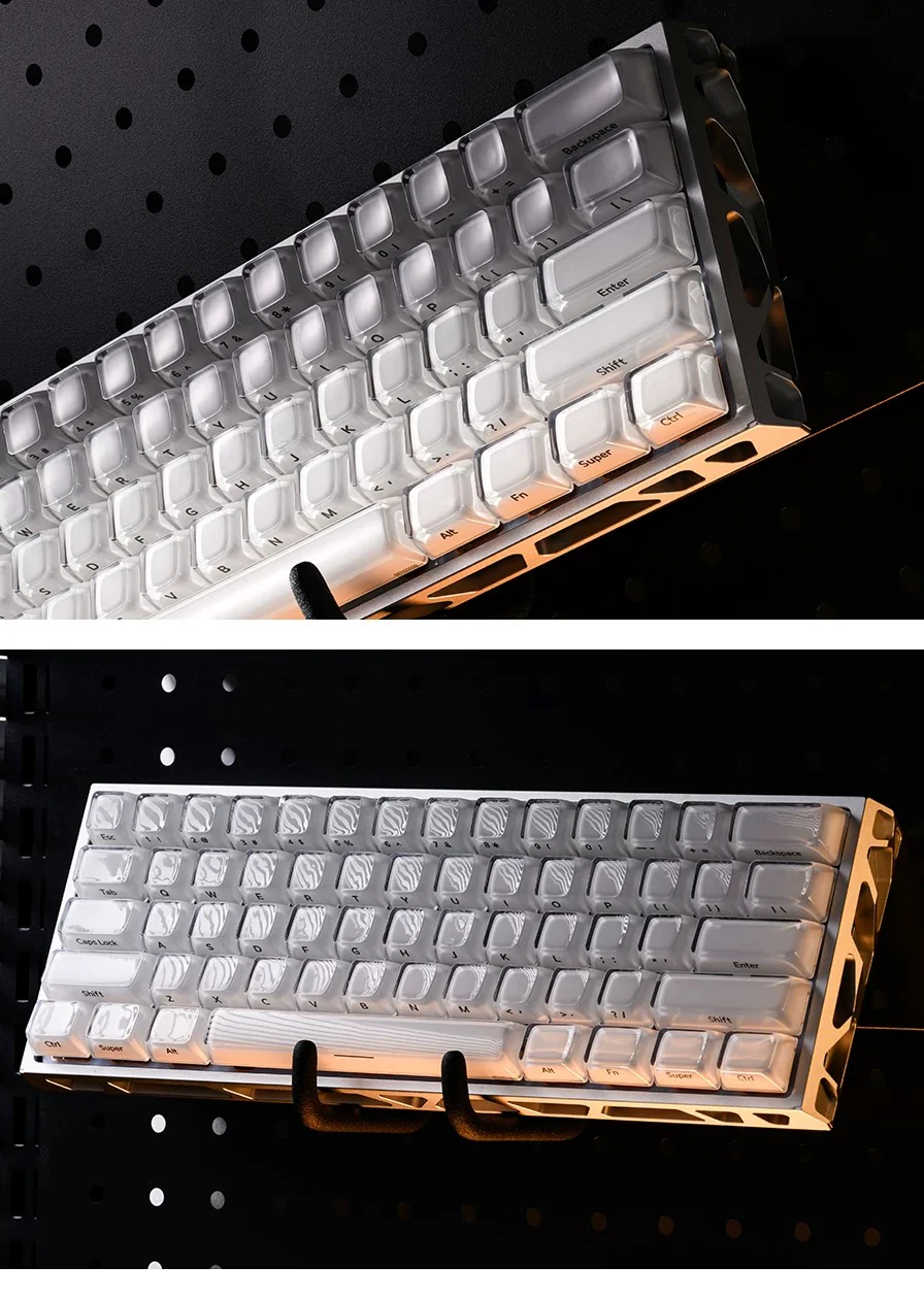 White Crystal Jelly Double-Shot PC Keycaps - Image 2