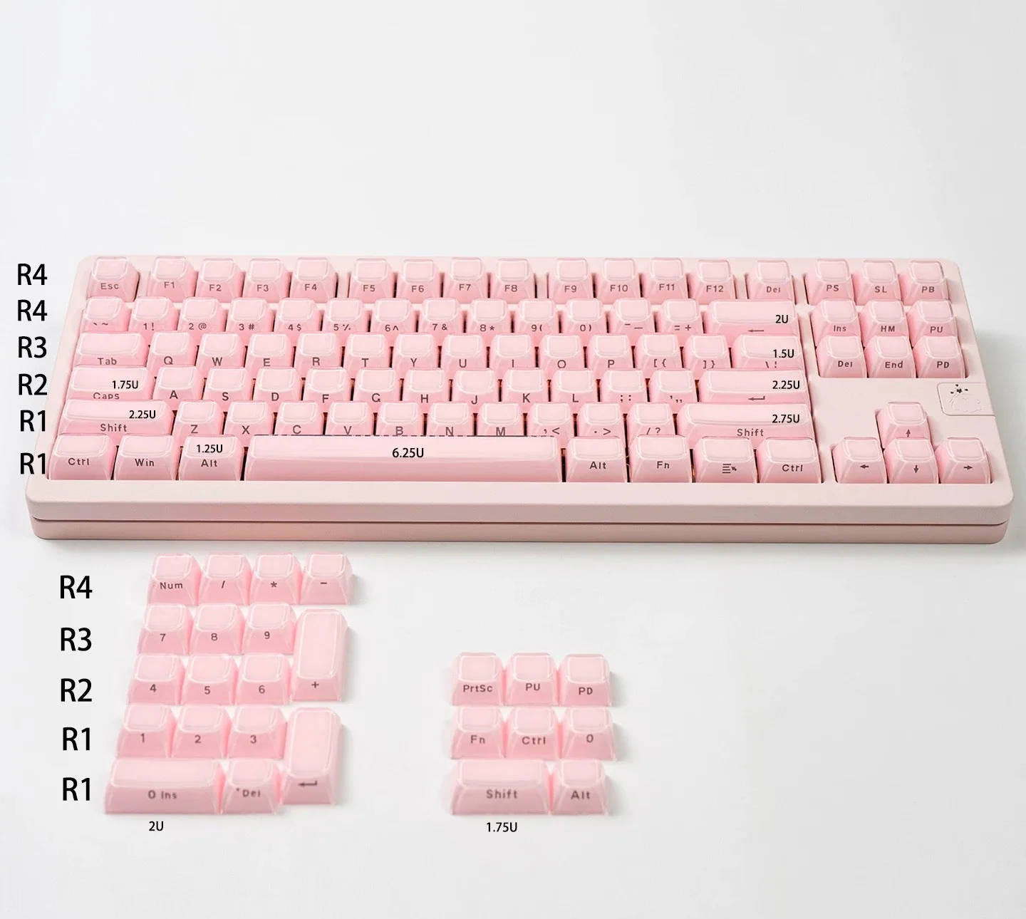 White Crystal Jelly Double-Shot PC Keycaps - Image 4