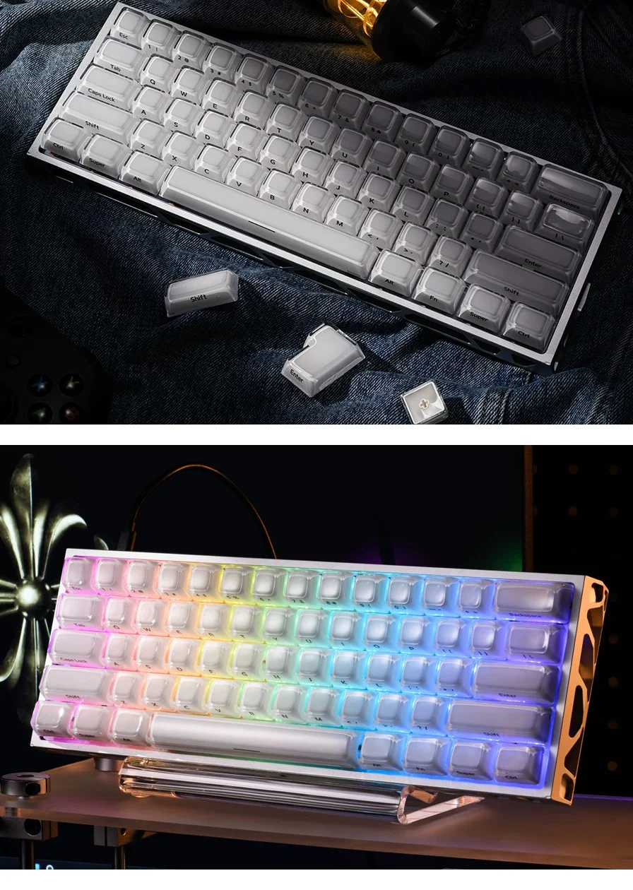White Crystal Jelly Double-Shot PC Keycaps - Image 5