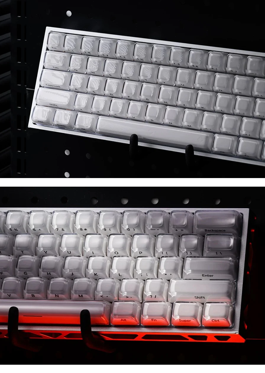White Crystal Jelly Double-Shot PC Keycaps - Image 6