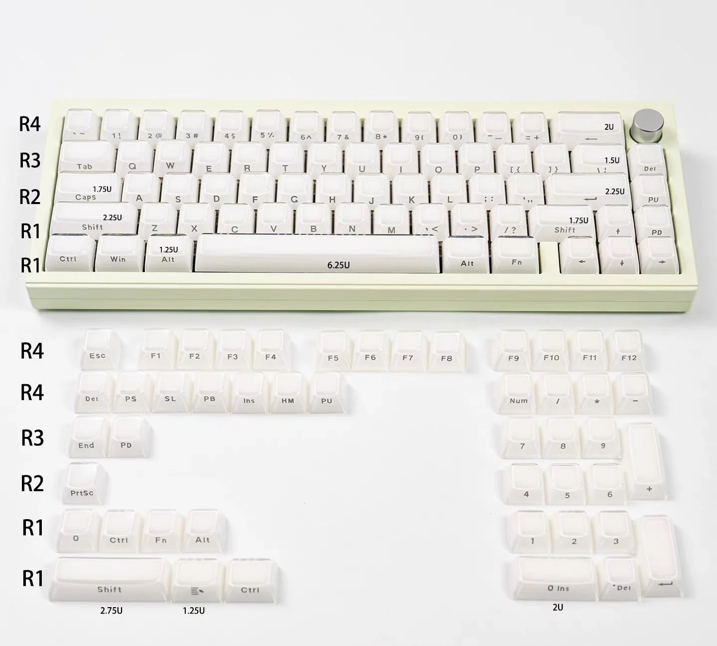 White Crystal Jelly Double-Shot PC Keycaps - Image 7