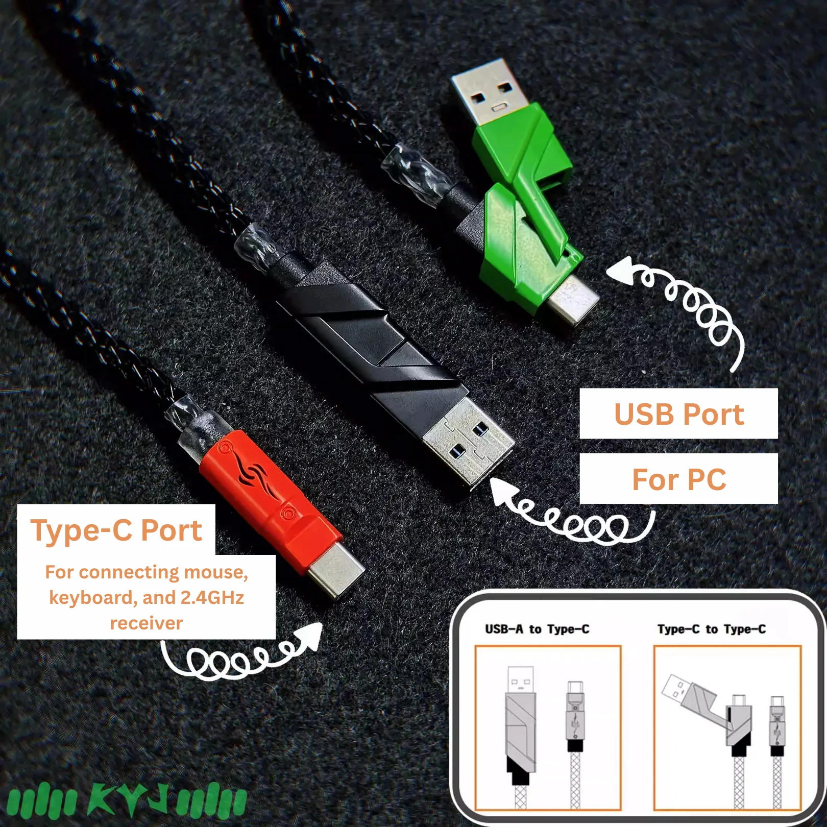 Keydom One-to-Two Connector RGB 8K Cable [With Storage Bag] - Image 4