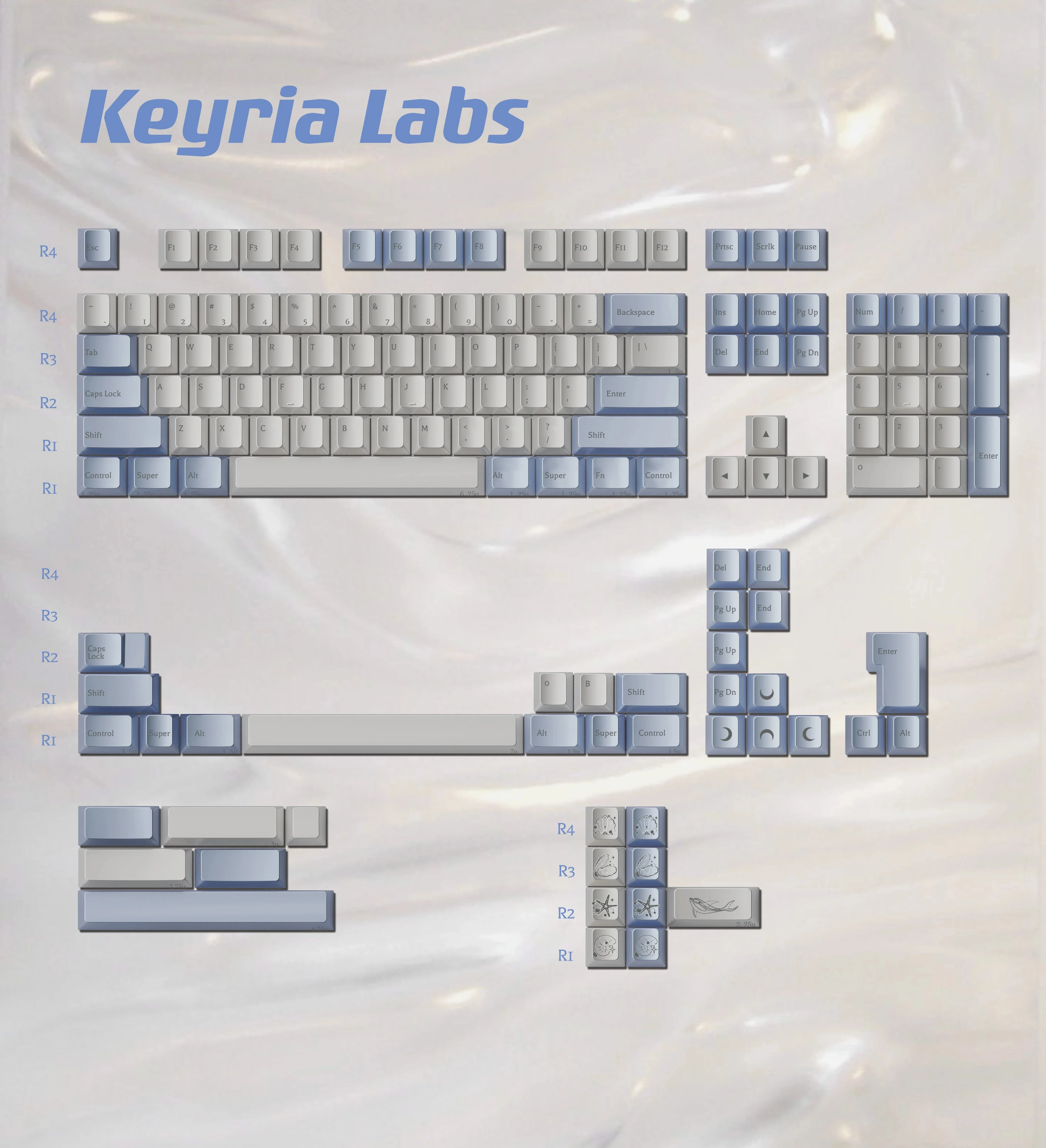 Keyria Labs Pearl Tears Theme Keycaps ABS Spraying Cherry Profile Keycap For Customized Gaming Mechanical Keyboard - Image 5