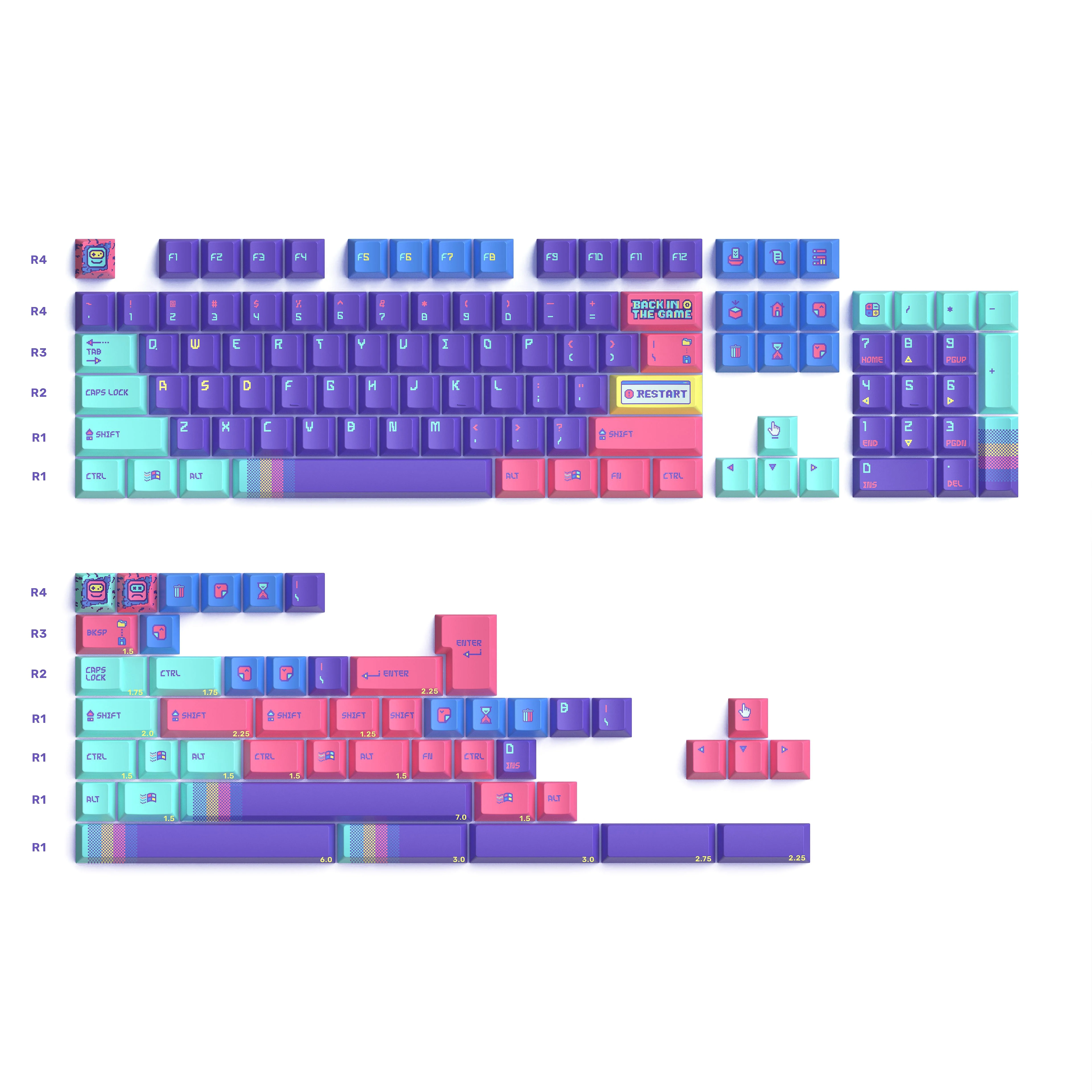 Keytok Cherry Back in Game - Purple Dye-Sub PBT Keycaps 152pcs / Set - Image 3