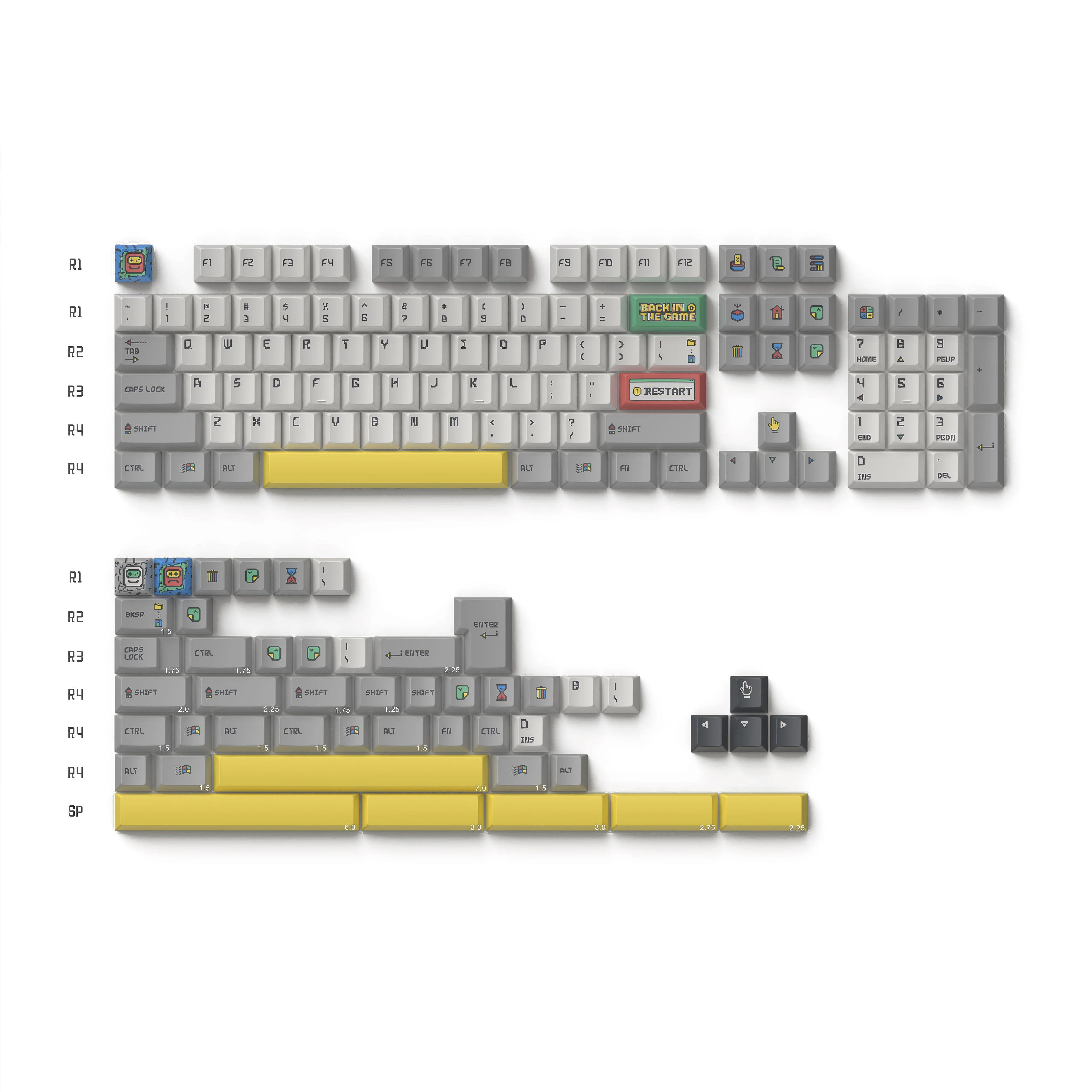 Keytok Cherry Back in Game - Light Grey (Retro Version) Dye-Sub PBT Keycaps 152pcs / Set - Image 3
