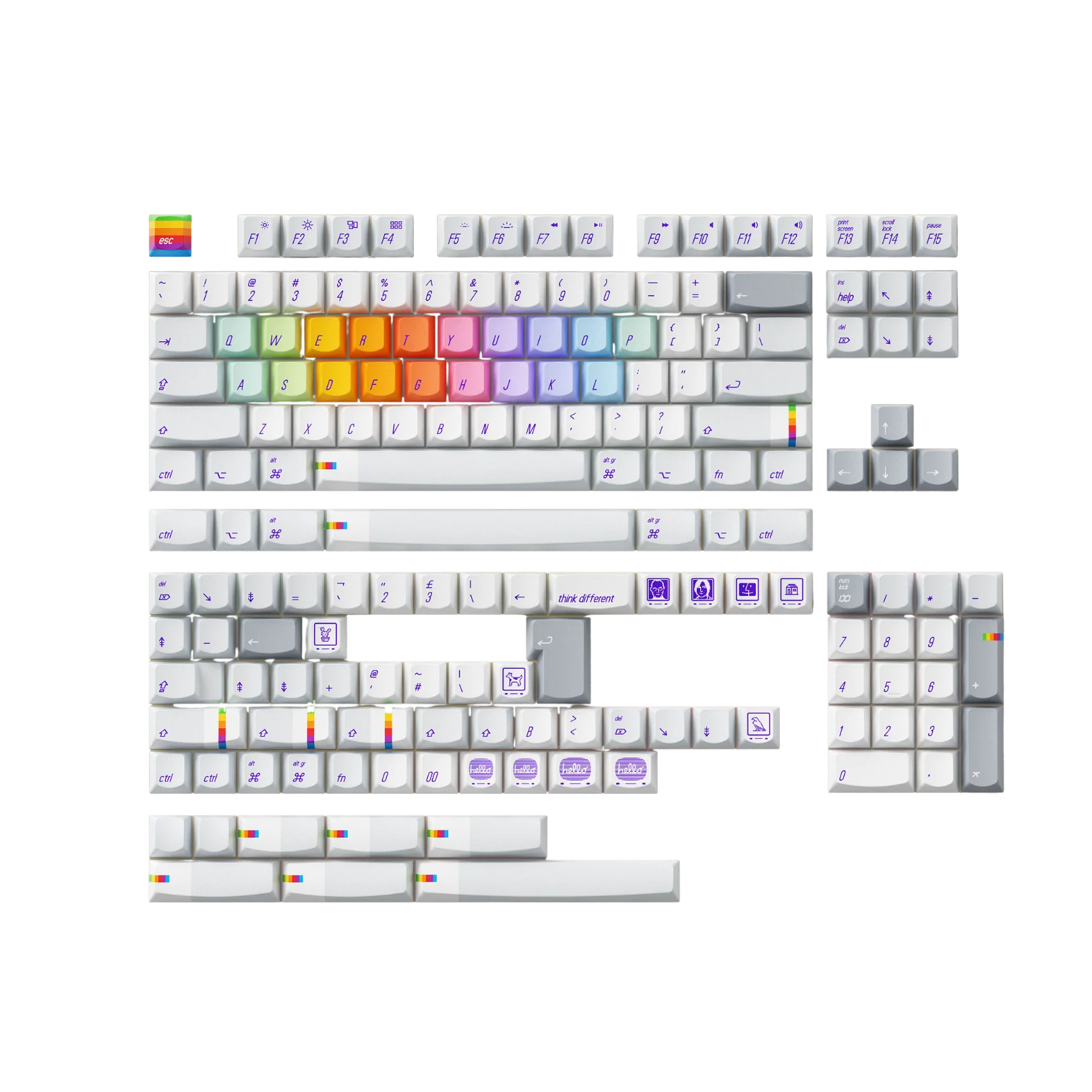 Keytok RAINBOW Smile Profile Dye-Sub PBT Keyaps 168pcs/set
