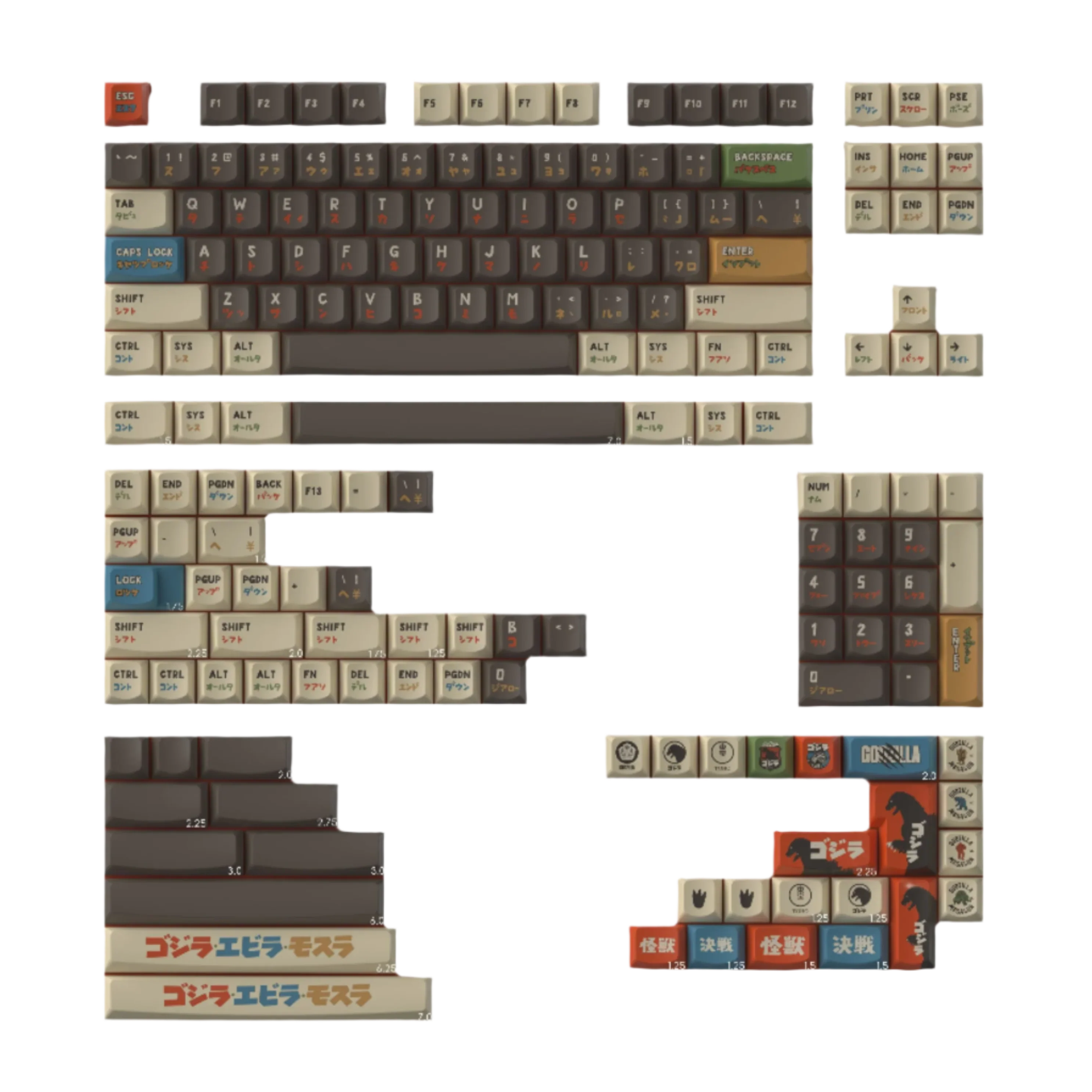 Keytok SMILE Profile Black Classic Godzilla Dye-Sub PBT Keyaps 173pcs / Set