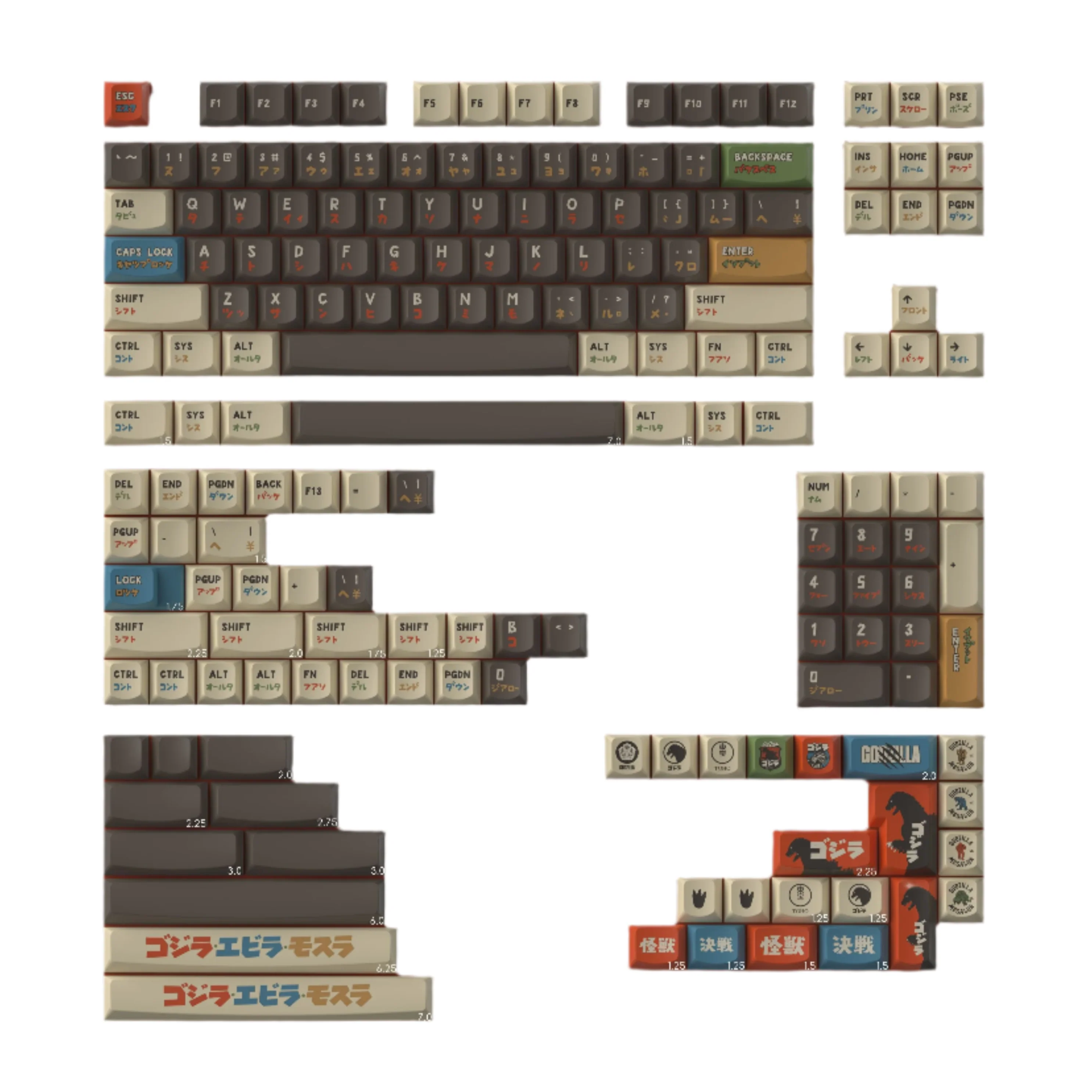 Keytok SMILE Profile Black Classic Godzilla Dye-Sub PBT Keyaps 173pcs / Set - Image 3