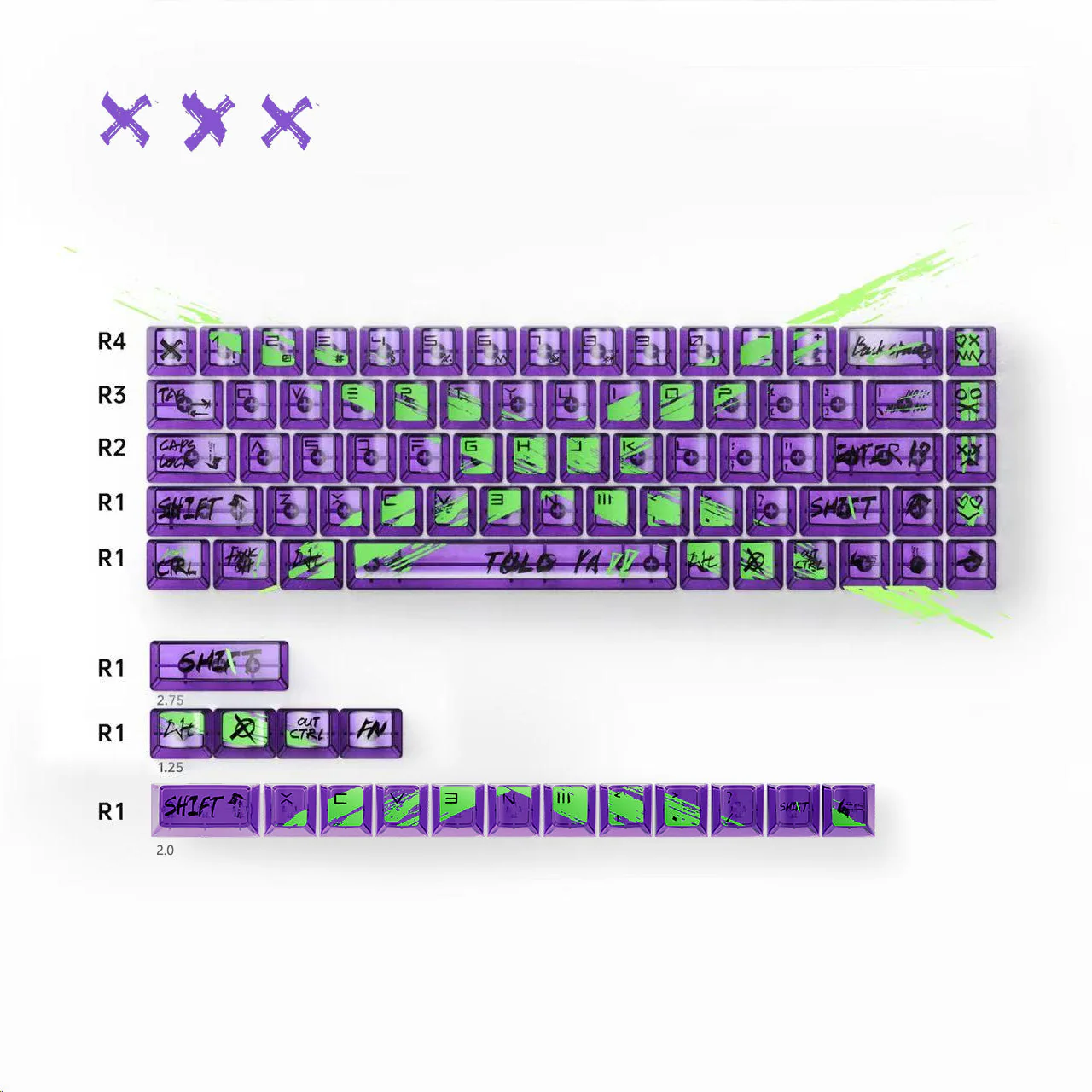 Keytok XXX Cherry Profile PC Keycaps 73pcs/ Set - Image 2