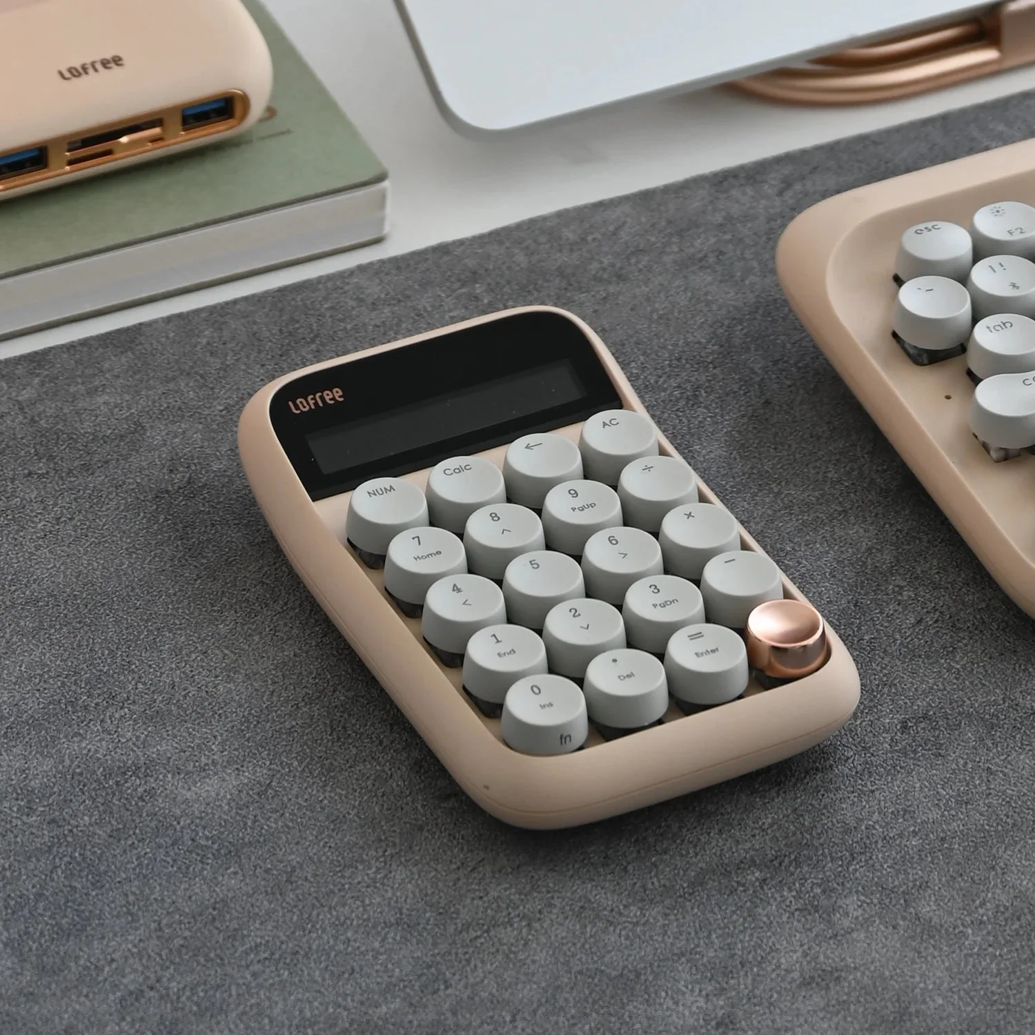 Lofree Bluetooth Dual-Mode Number Pad & Calculator (Blue Switch) - Milk Tea - Image 4