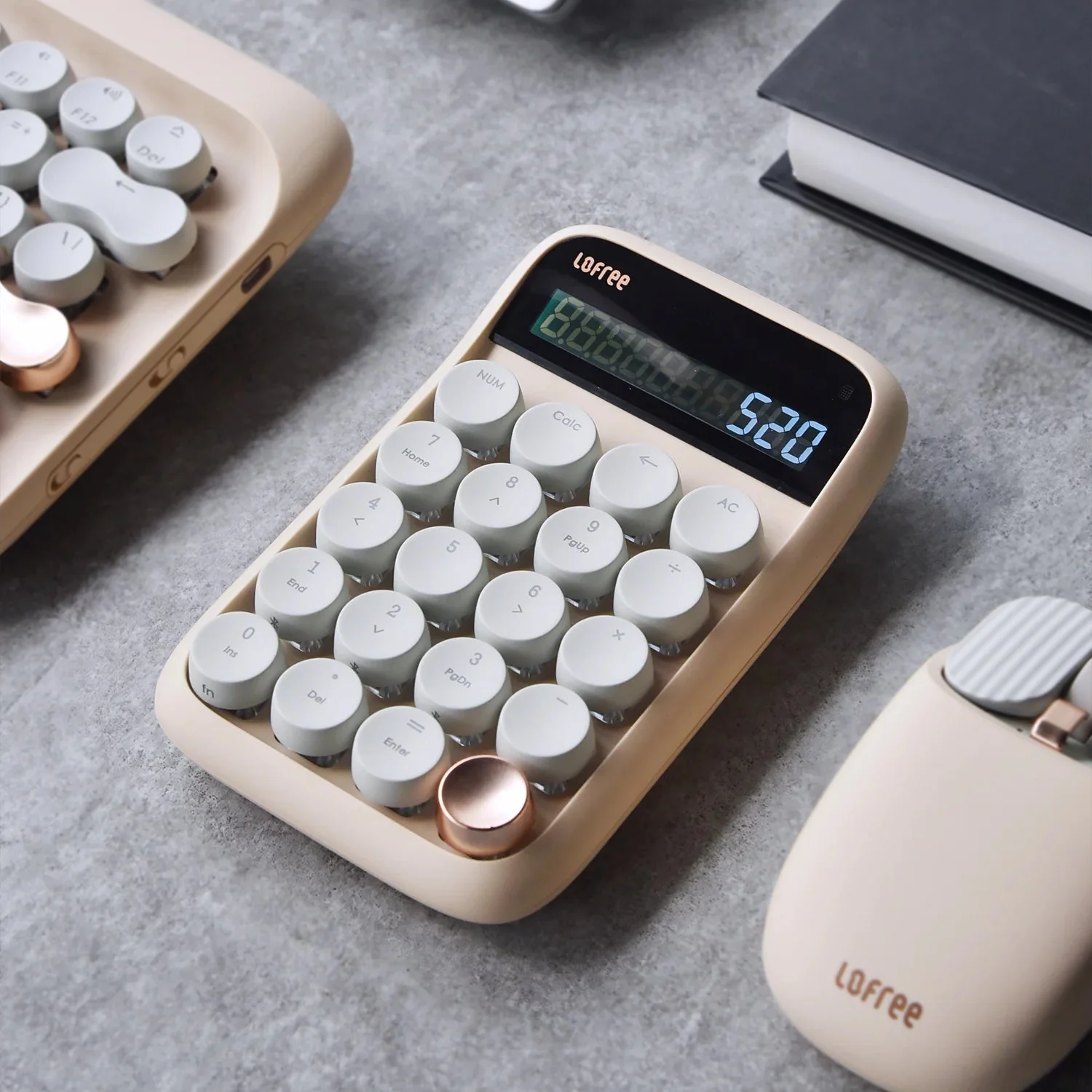 Lofree Bluetooth Dual-Mode Number Pad & Calculator (Blue Switch) - Milk Tea - Image 6