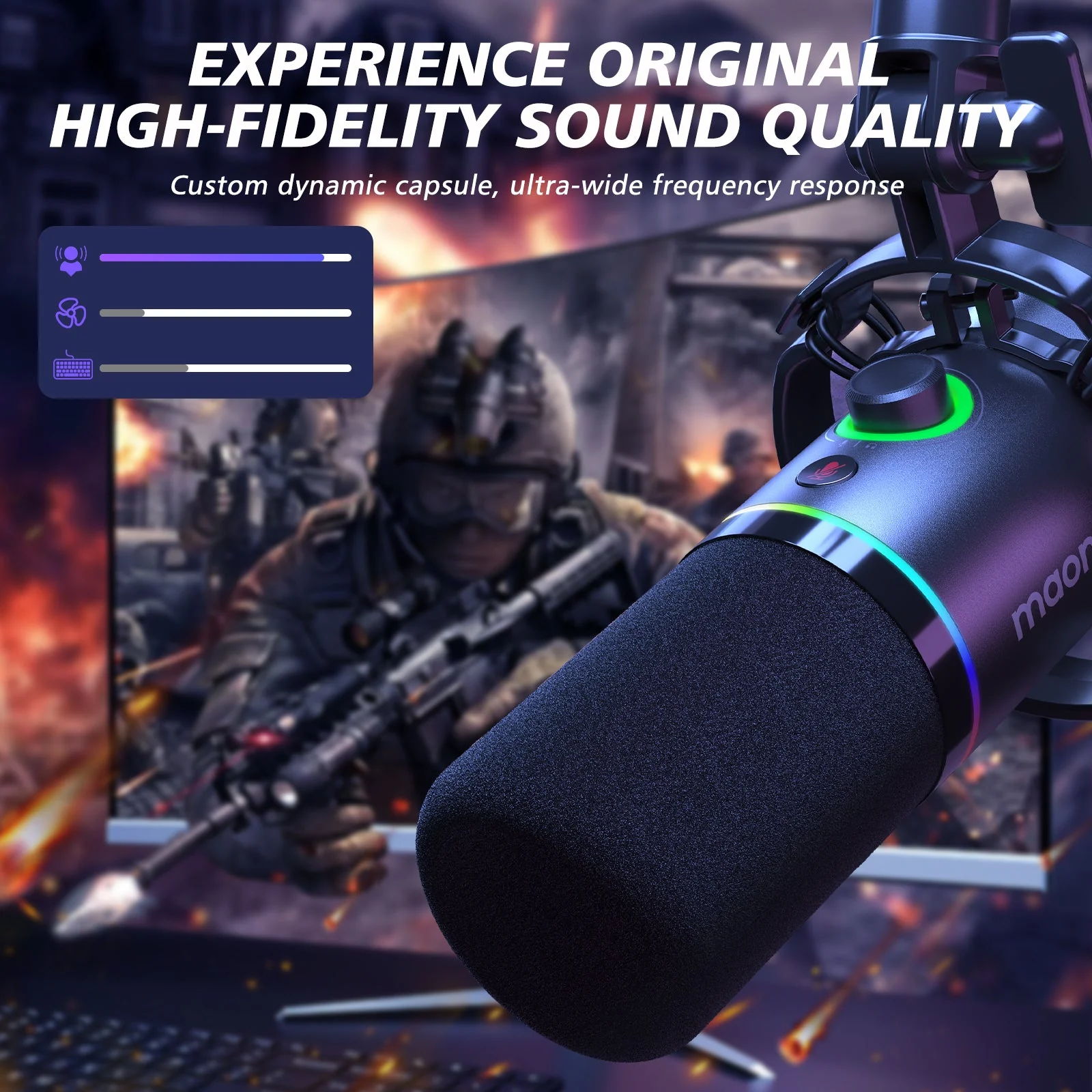MAONO PD200XS USB/XLR Dynamic Microphone Set with Boom Arm - Image 4