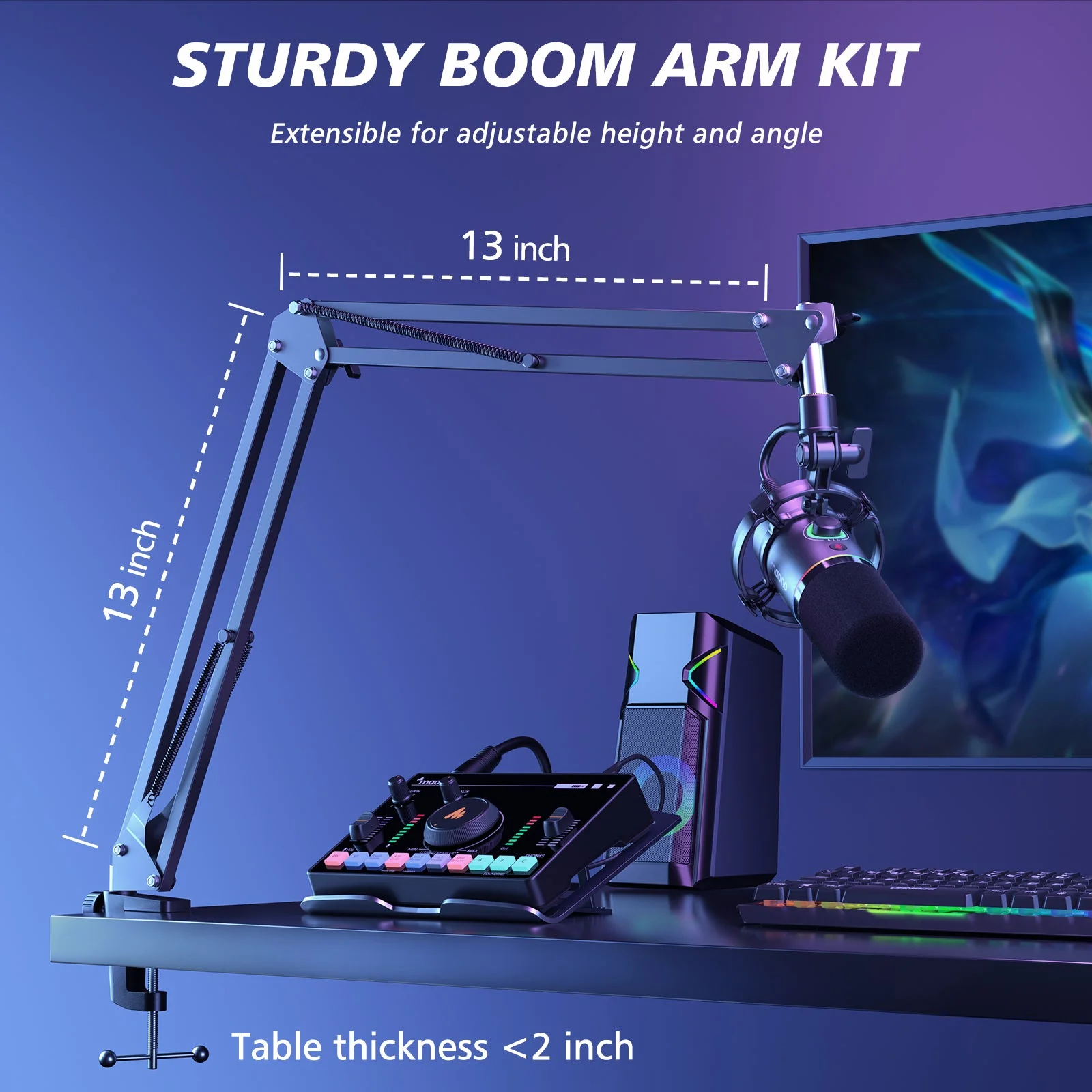 MAONO PD200XS USB/XLR Dynamic Microphone Set with Boom Arm - Image 9