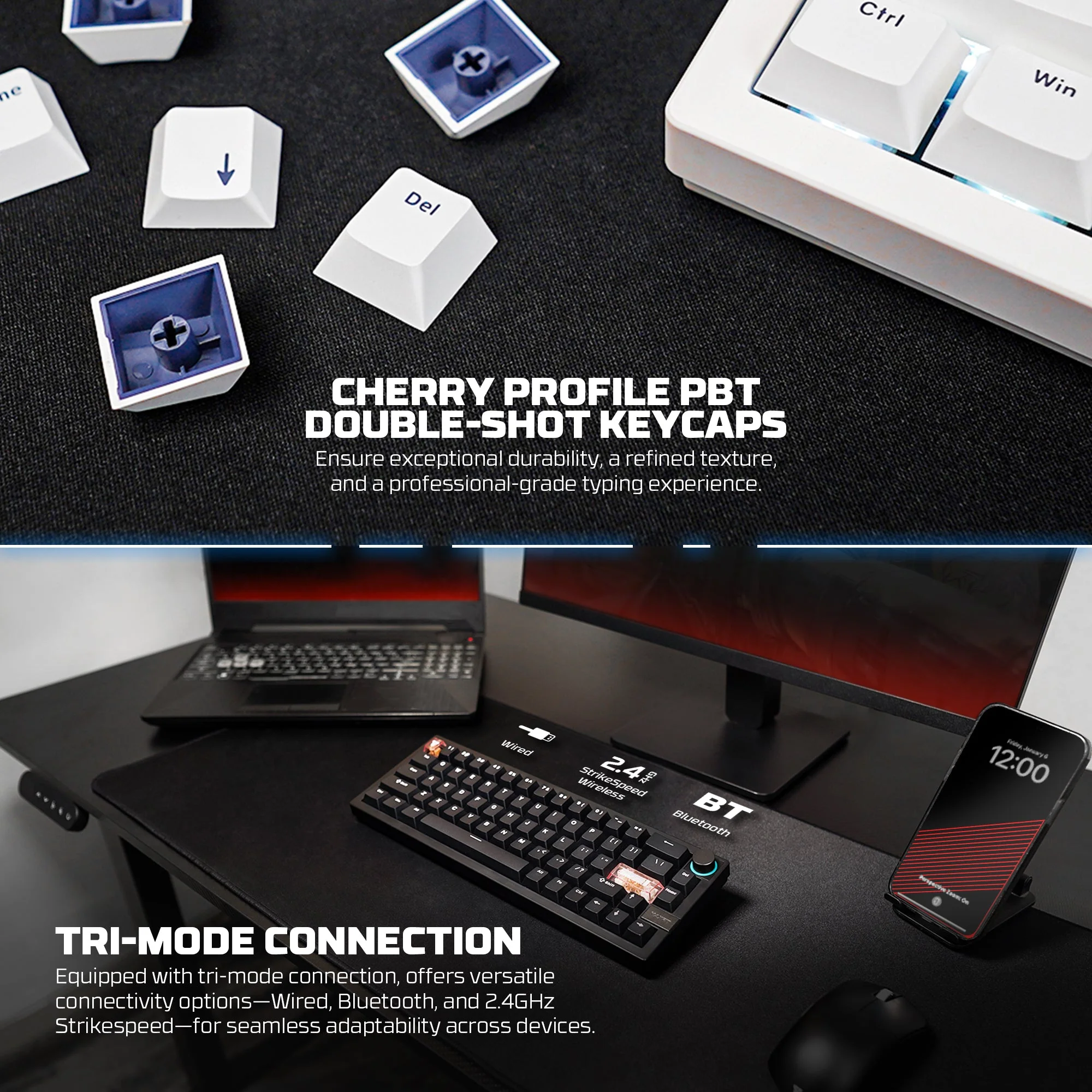 Fantech MAXFIT6 60% Hot-Swap QMK/VIA Wireless Mechanical Keyboard with Knob - Image 12