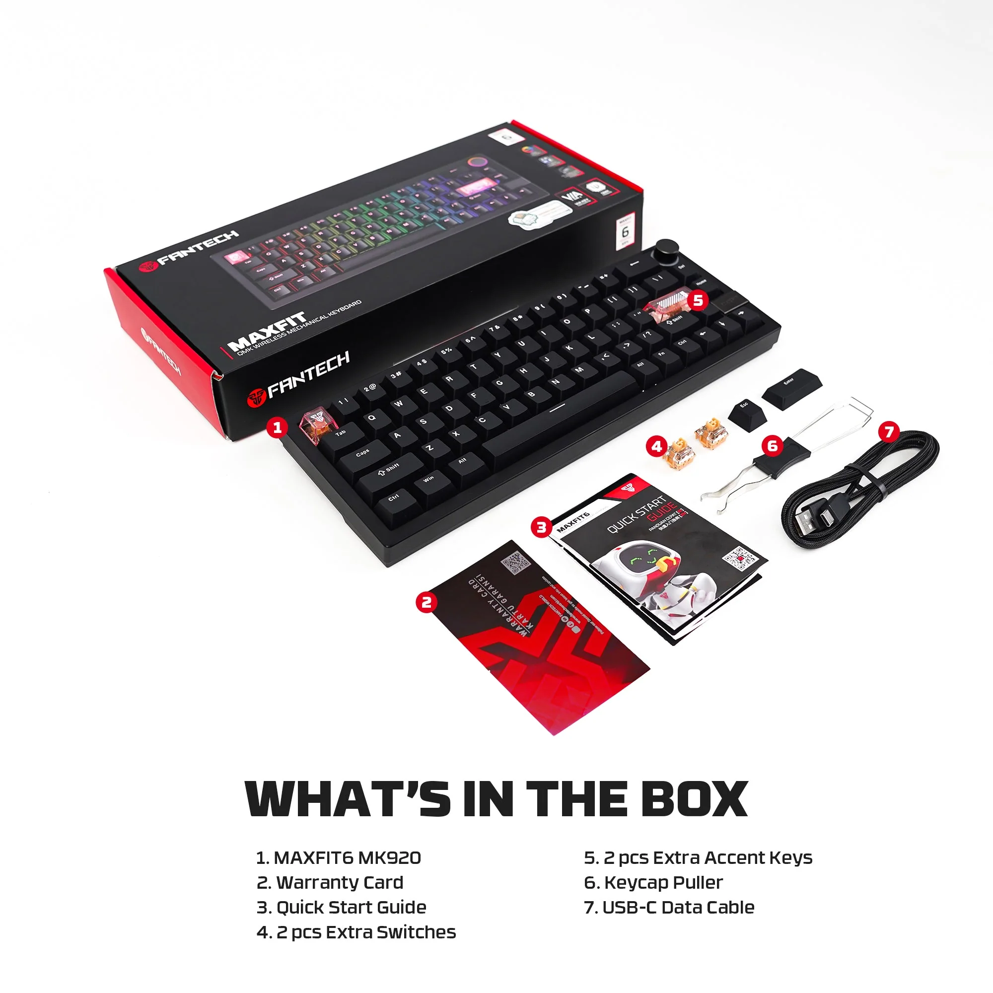 Fantech MAXFIT6 60% Hot-Swap QMK/VIA Wireless Mechanical Keyboard with Knob - Image 13