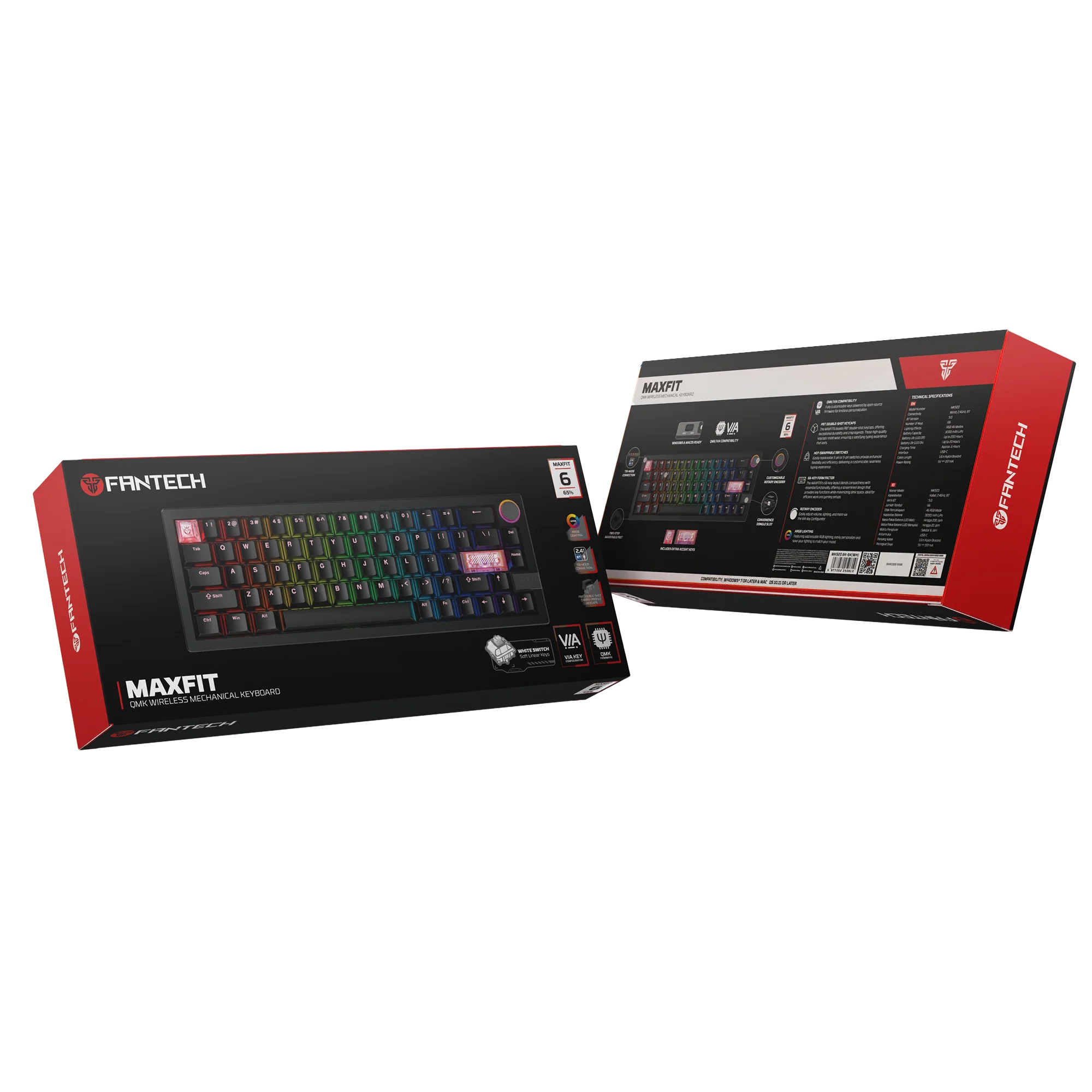 Fantech MAXFIT6 60% Hot-Swap QMK/VIA Wireless Mechanical Keyboard with Knob - Image 22