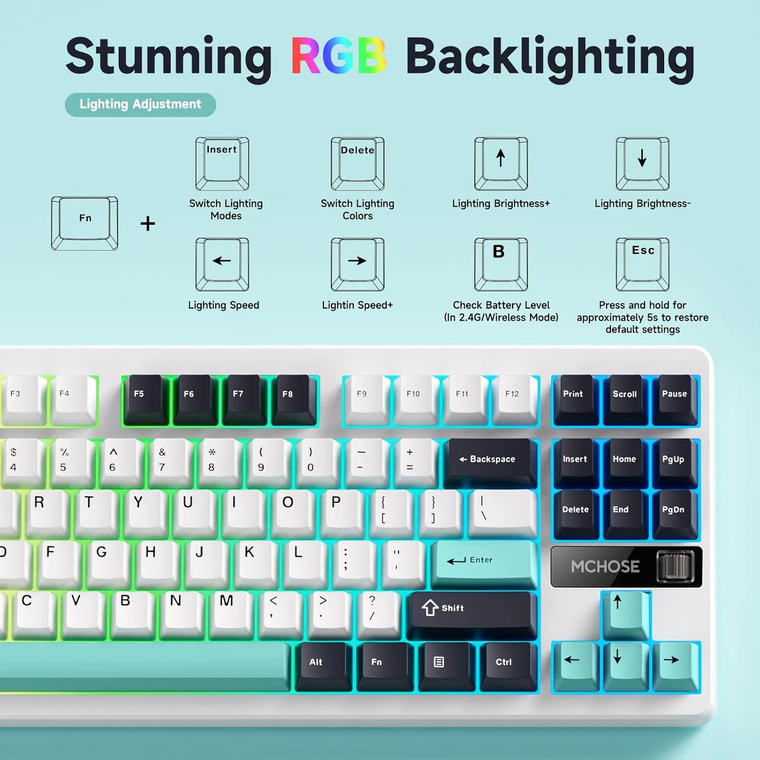 MCHOSE G87 Wireless Gasket Mount Custom Mechanical Keyboard - Image 15