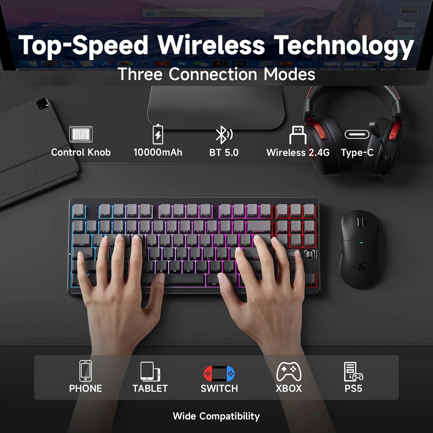 MCHOSE G87 Wireless Gasket Mount Custom Mechanical Keyboard - Image 6