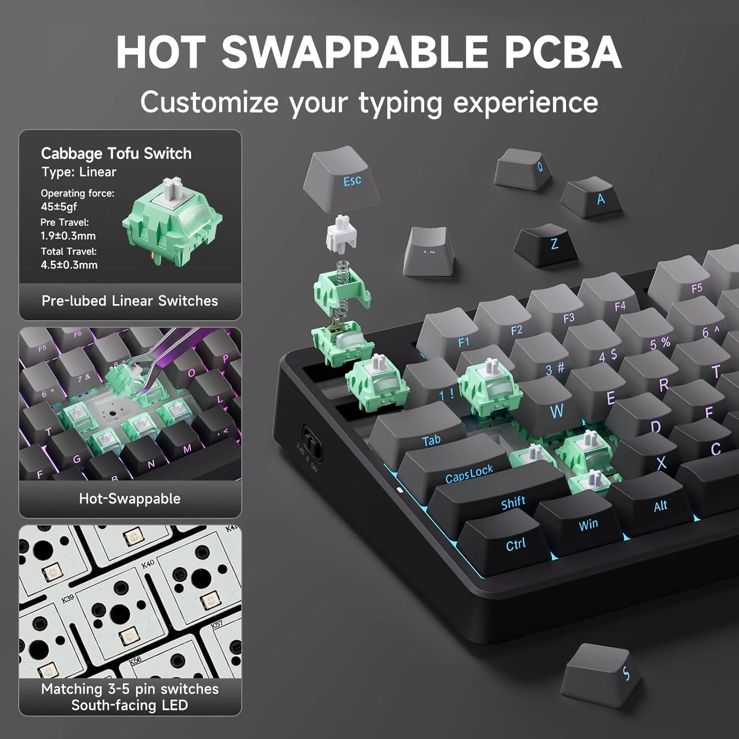 MCHOSE G87 Wireless Gasket Mount Custom Mechanical Keyboard - Image 7
