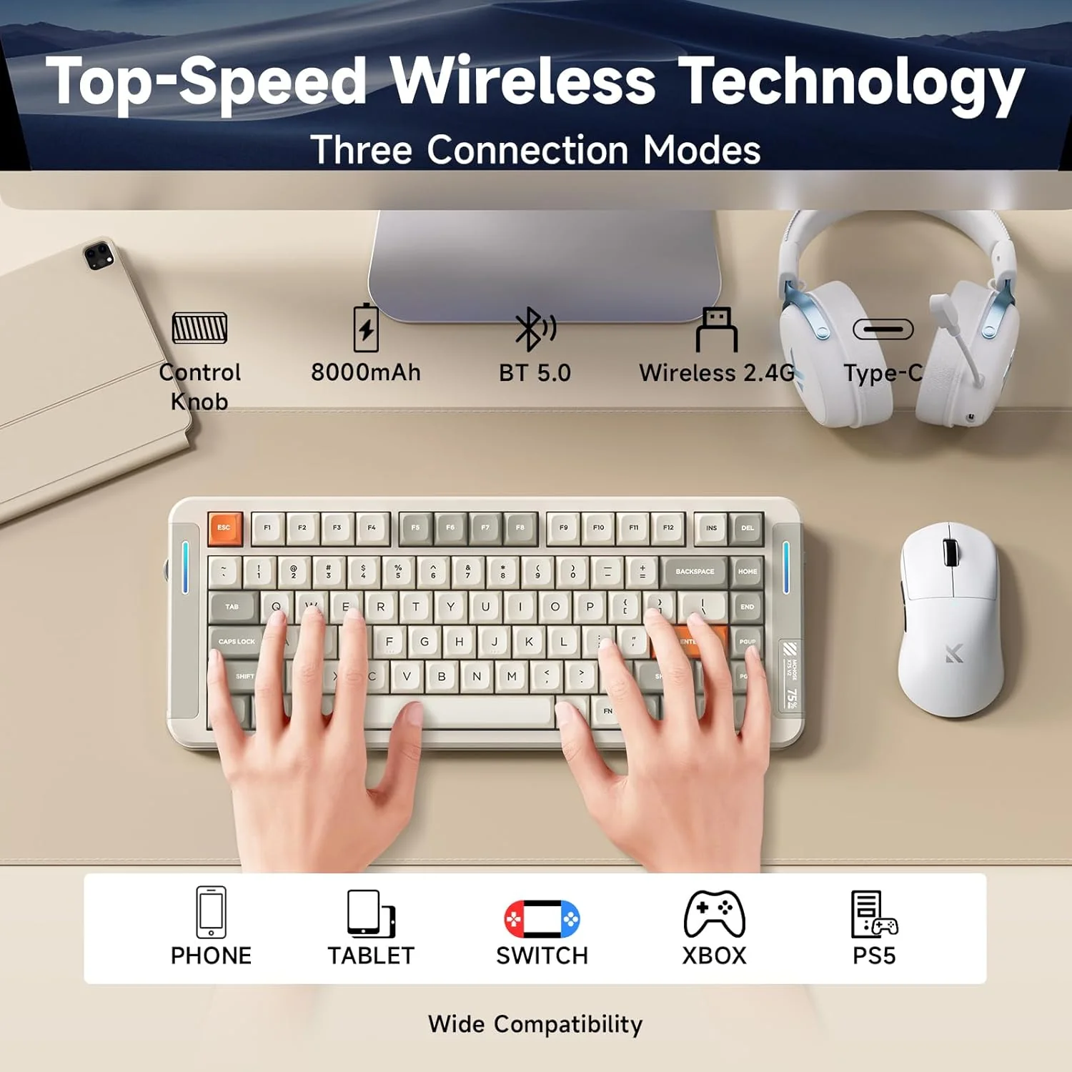 MCHOSE X75 V2 Gasket Mount 75% Layout Hot-Swap Wireless Mechanical Keyboard - Image 10