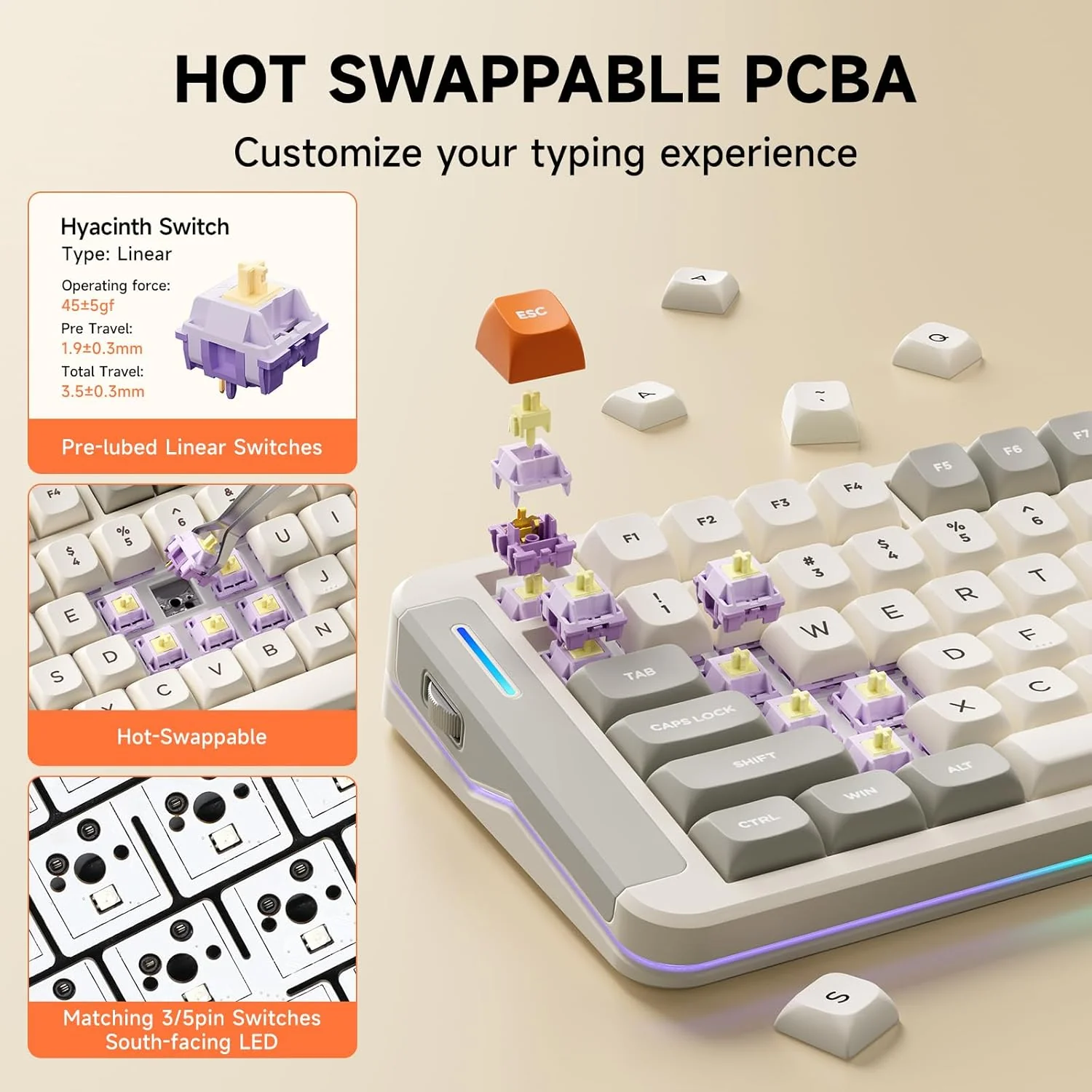 MCHOSE X75 V2 Gasket Mount 75% Layout Hot-Swap Wireless Mechanical Keyboard - Image 8