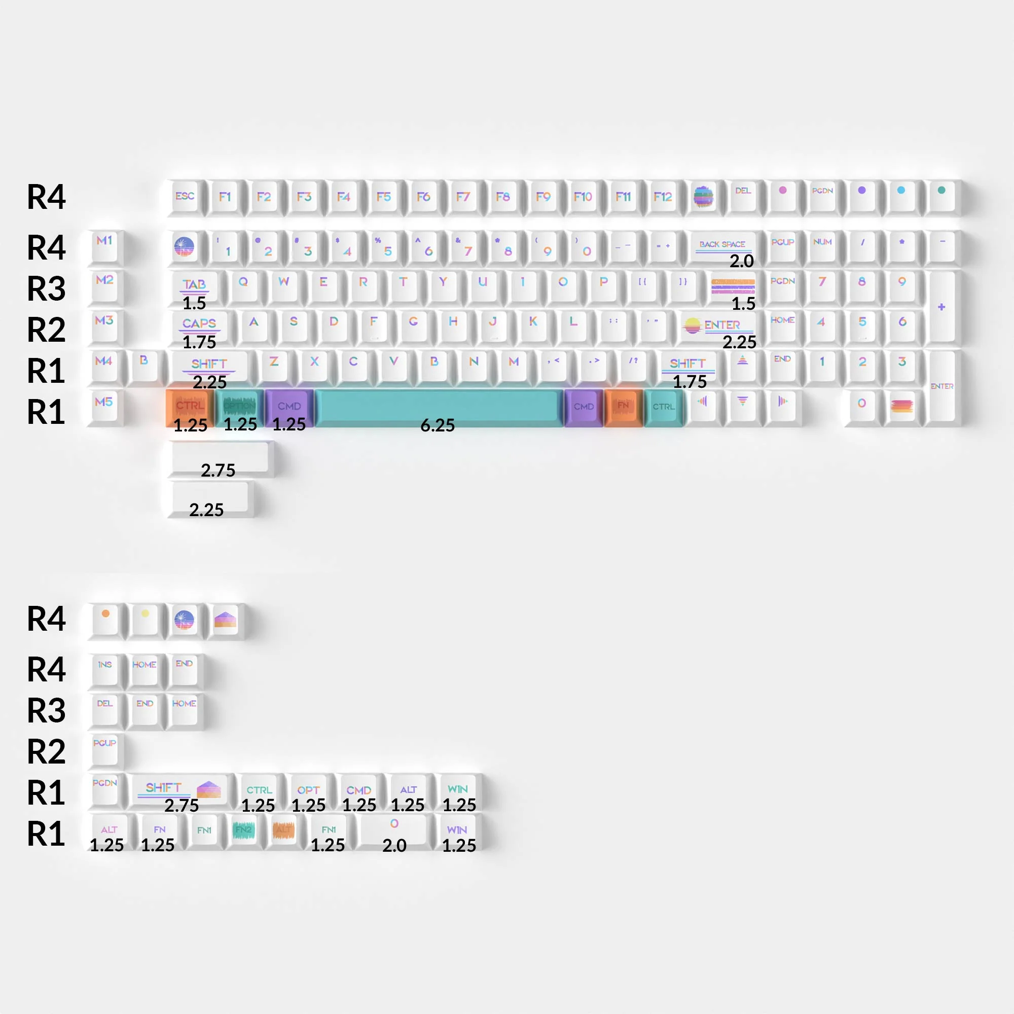 Pixel Sunset - Cherry Profile Dye-Sub PBT Full Keycap Set - Image 3