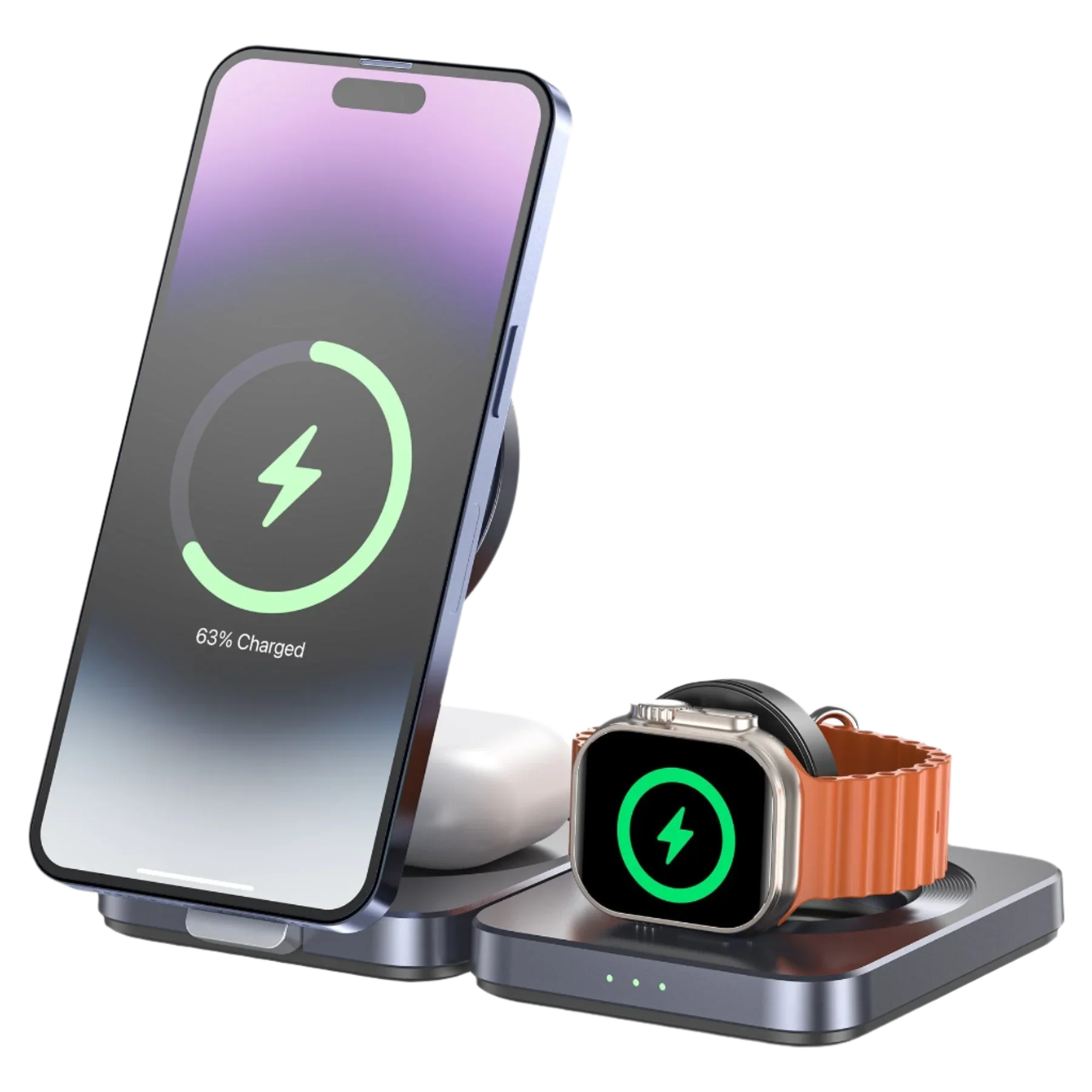 Unitek Qi2 Foldable 3-in-1 Wireless Charging Station iPhone 15W / Apple Watch 2.5W / Airpod 3W (Black)