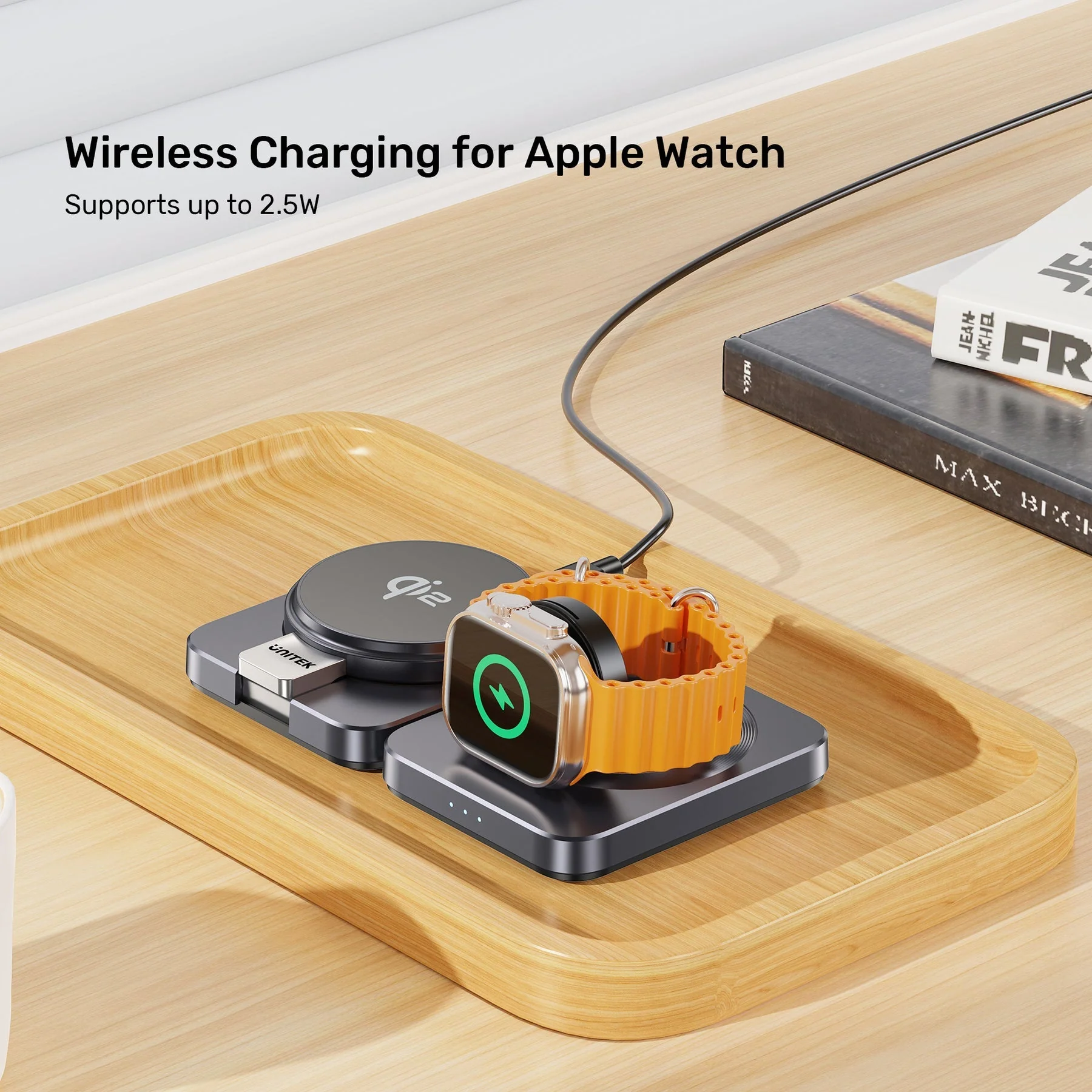 Unitek Qi2 Foldable 3-in-1 Wireless Charging Station iPhone 15W / Apple Watch 2.5W / Airpod 3W (Black) - Image 11