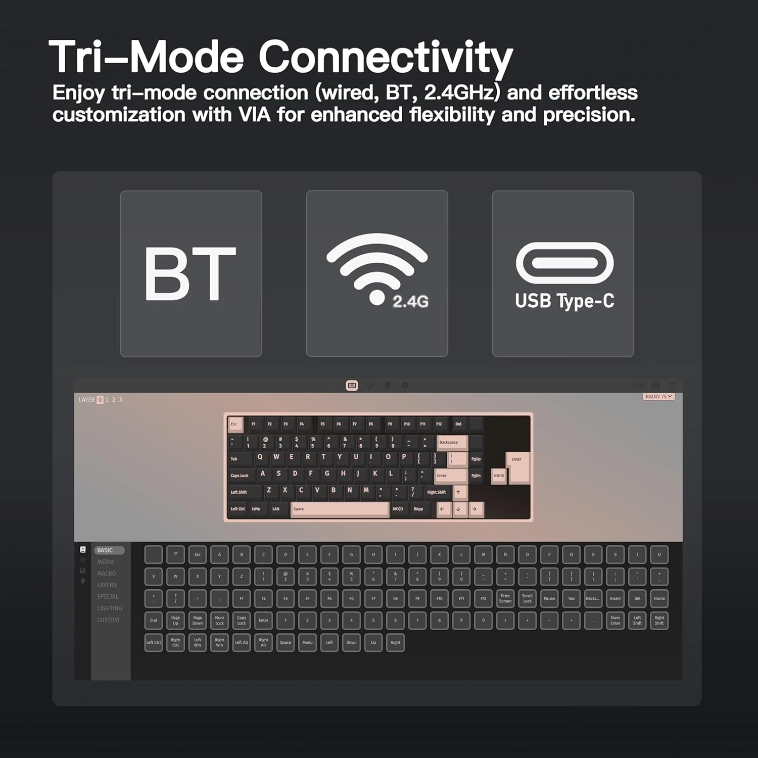 WOBKEY Rainy 75 Aluminum Wireless Mechanical Keyboard - Image 13