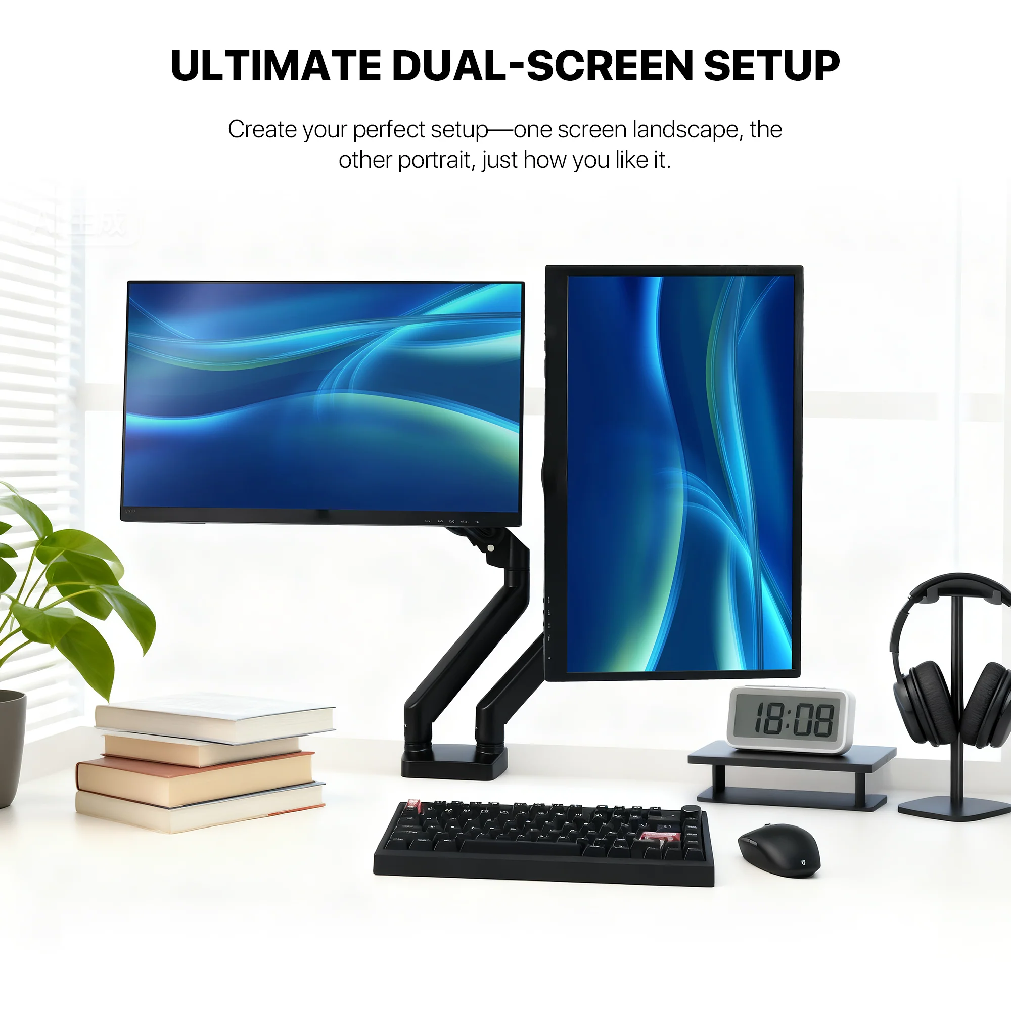 WorkStation MBD01 Dual-Arm Monitor Bracket 90 degree tilt for 13" to 32" Screen - Image 9