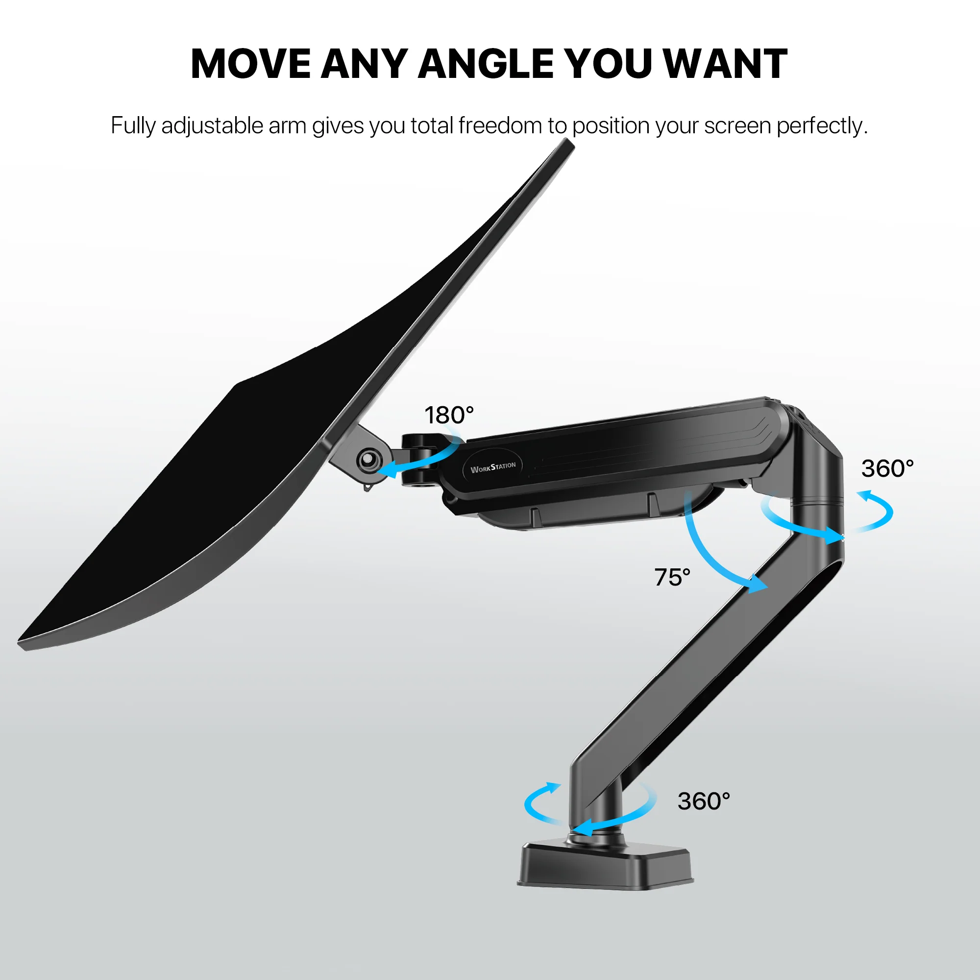 Fantech WorkStation MBS1 Single-Arm Monitor Bracket 90 Degree Tilt - Image 8