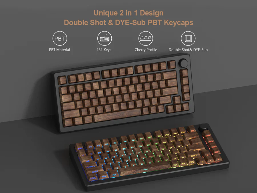XVX Keycaps Walnut PBT Keycap Set - Image 2