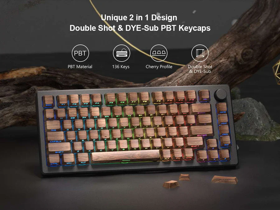 XVX Keycaps Walnut PBT Keycap Set - Image 4