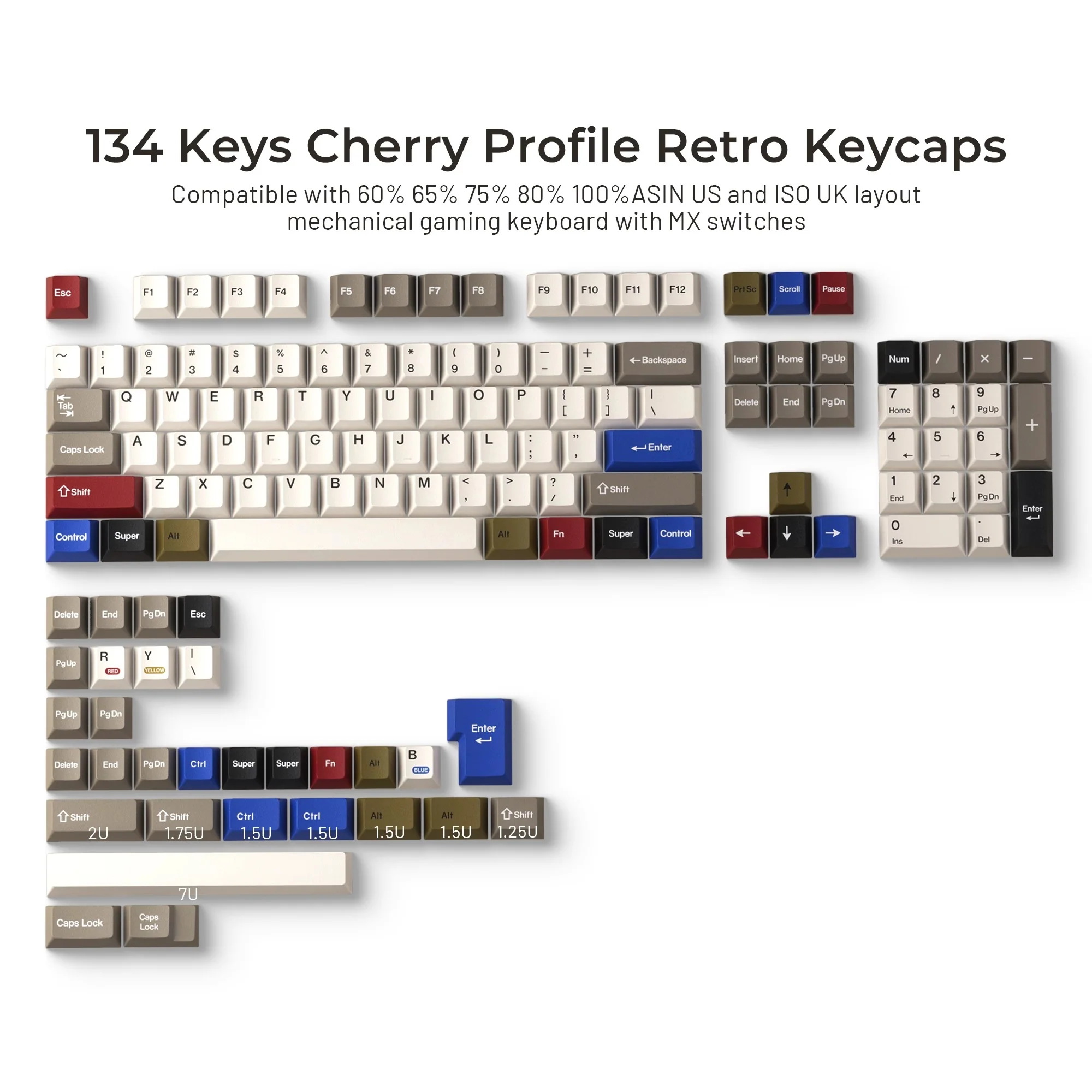 XVX RETRO 100 PALETTE Cherry Profile Dye-Sub PBT Keycaps Full Set - Image 7