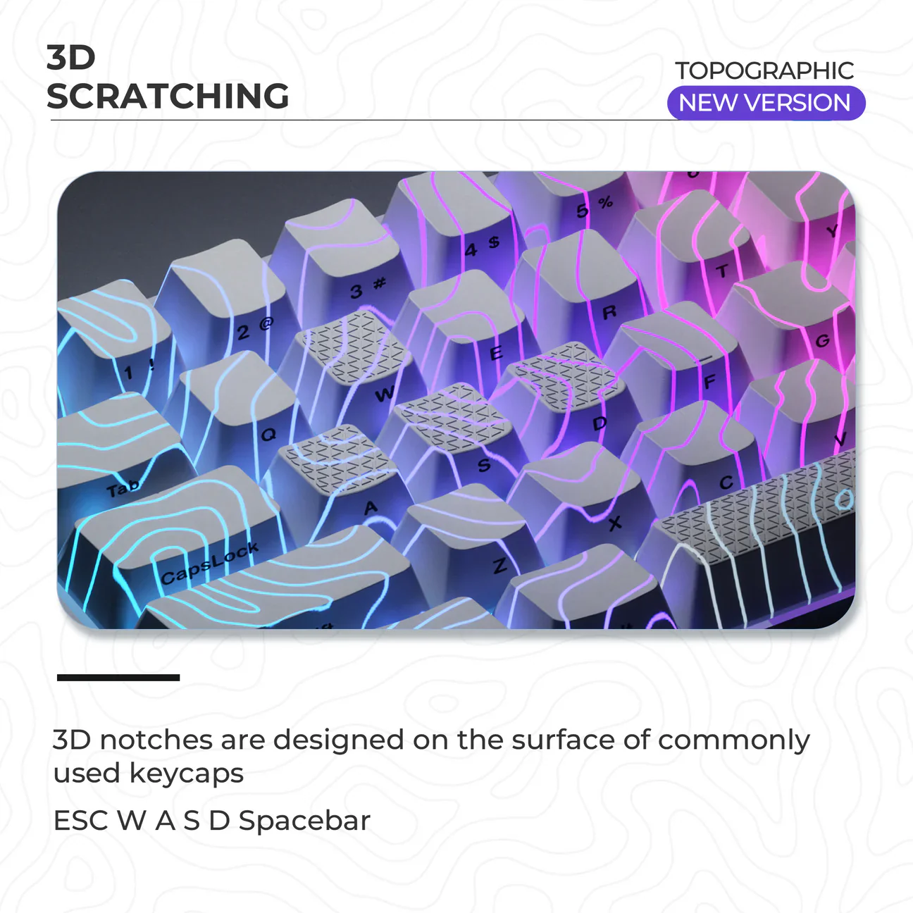 XVX Topographic New Version Pattern Shine-Through OEM Profile IMD-Tech Keycap Set - Image 4