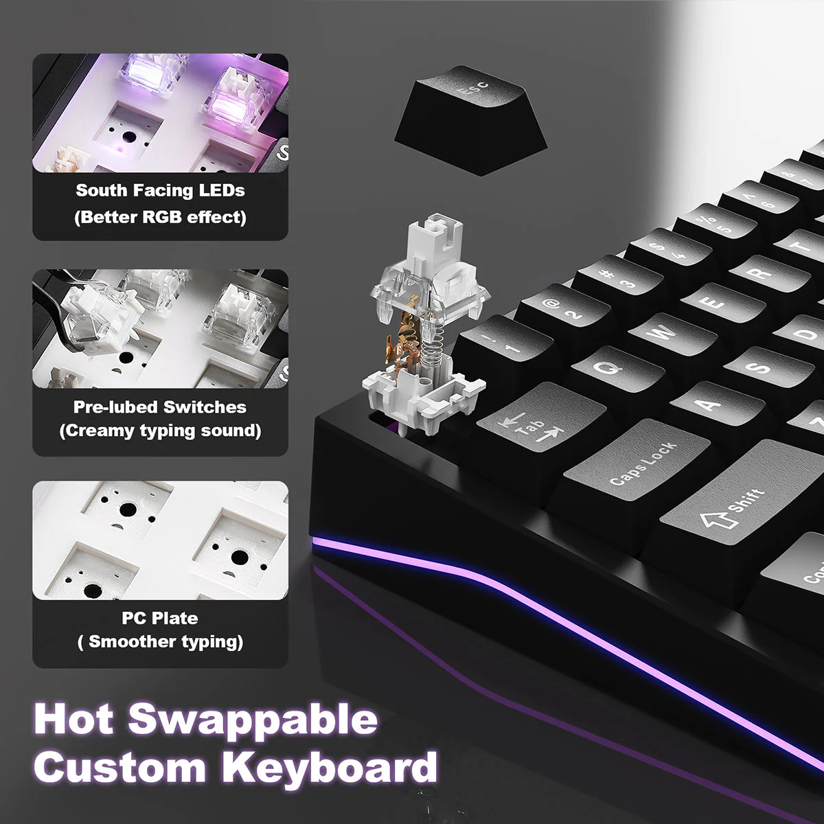 YUNZII AL65 QMK/VIA Hollow Gasket Wireless Mechanical Keyboard - Image 10