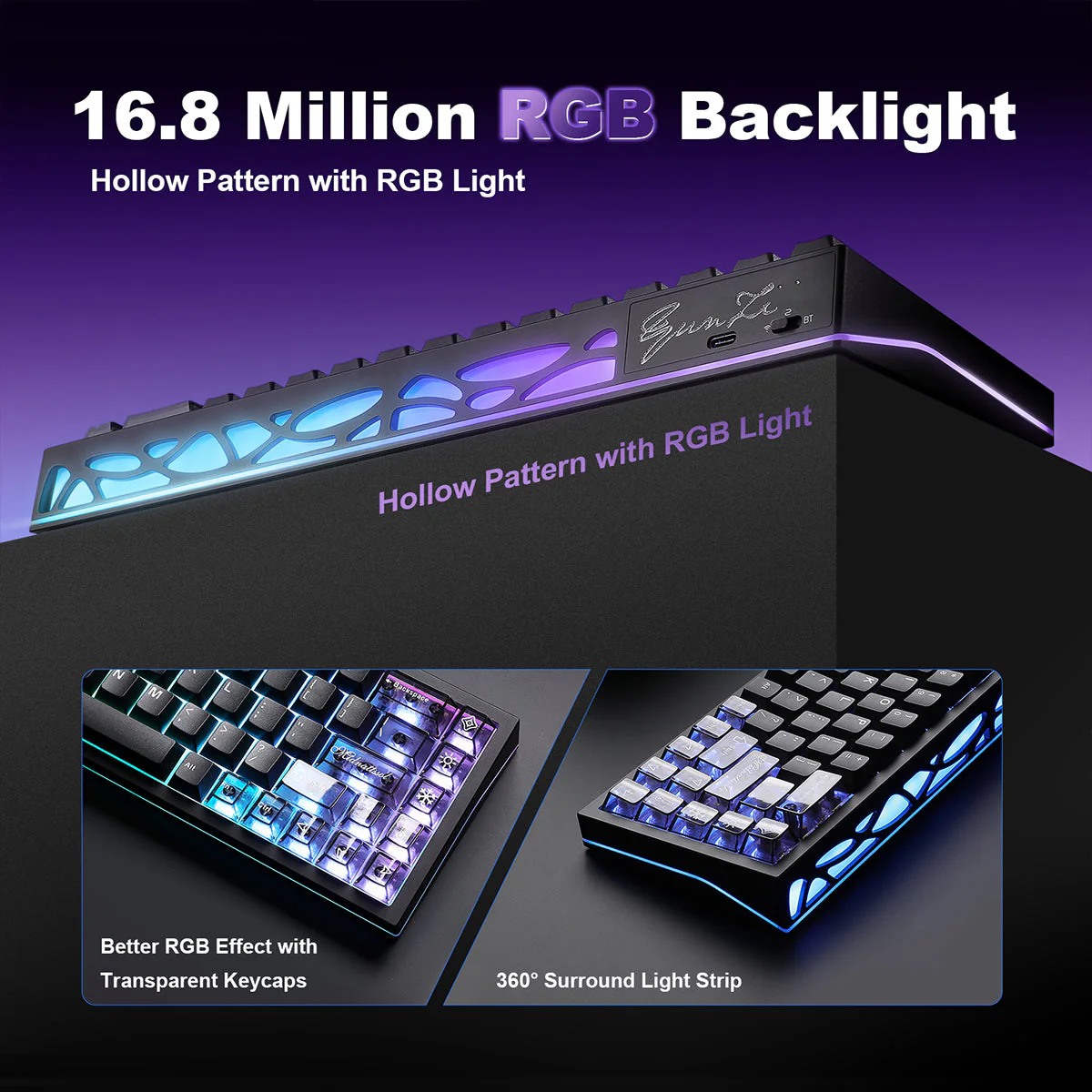 YUNZII AL65 QMK/VIA Hollow Gasket Wireless Mechanical Keyboard - Image 11