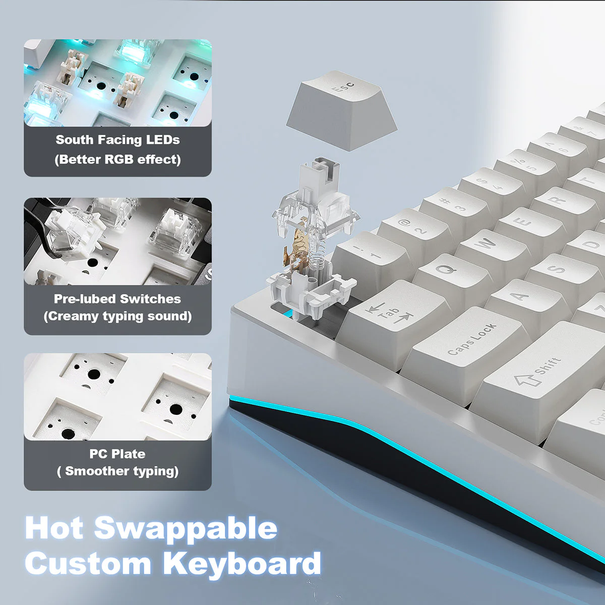 YUNZII AL65 QMK/VIA Hollow Gasket Wireless Mechanical Keyboard - Image 21